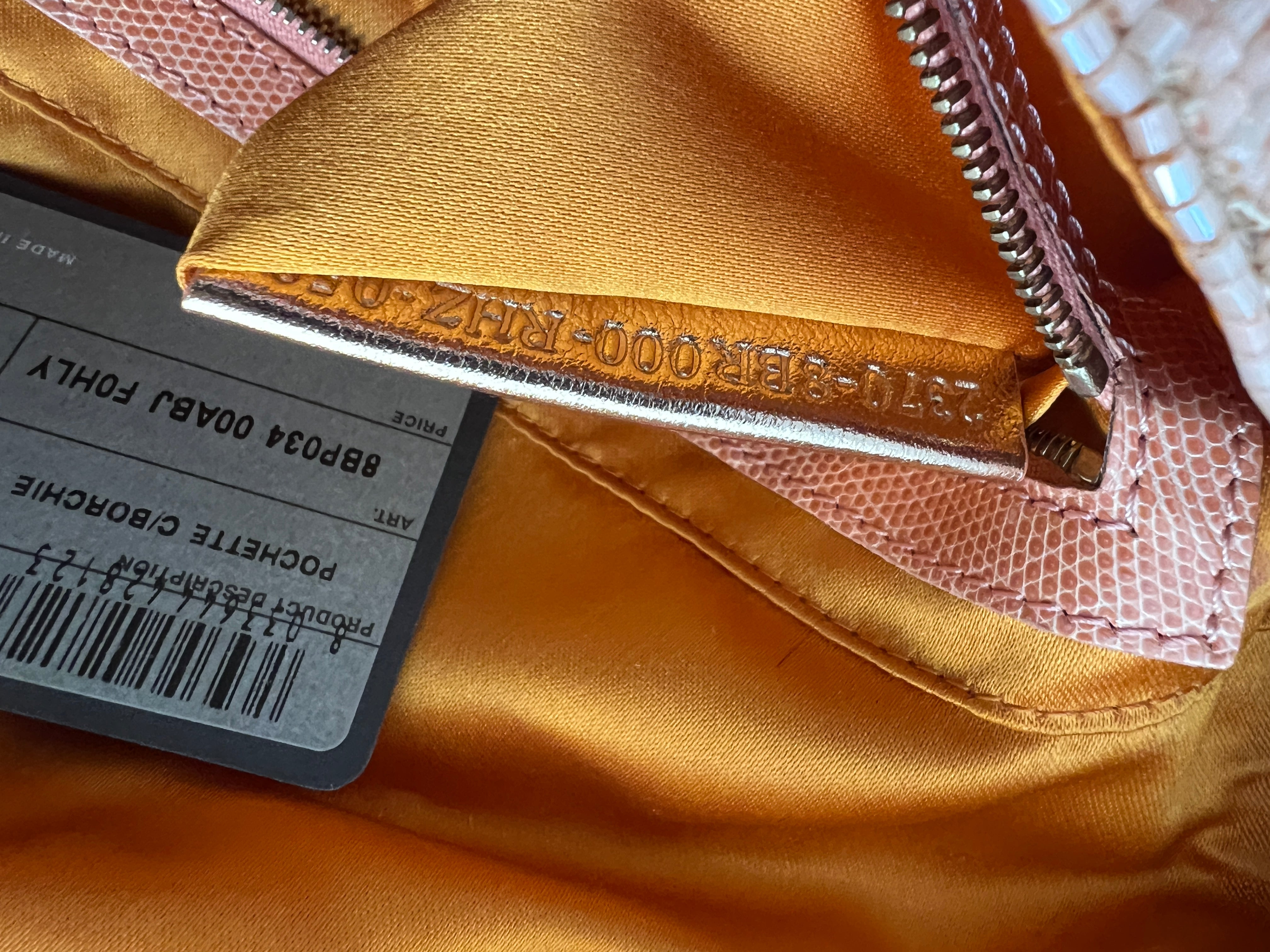 Fendi FF Beaded Baguette Bag - Peach Color Lizard Skin Trim, Luxury Designer Handbag for Women | Perfect for Evening Parties, Weddings & Special Occasions