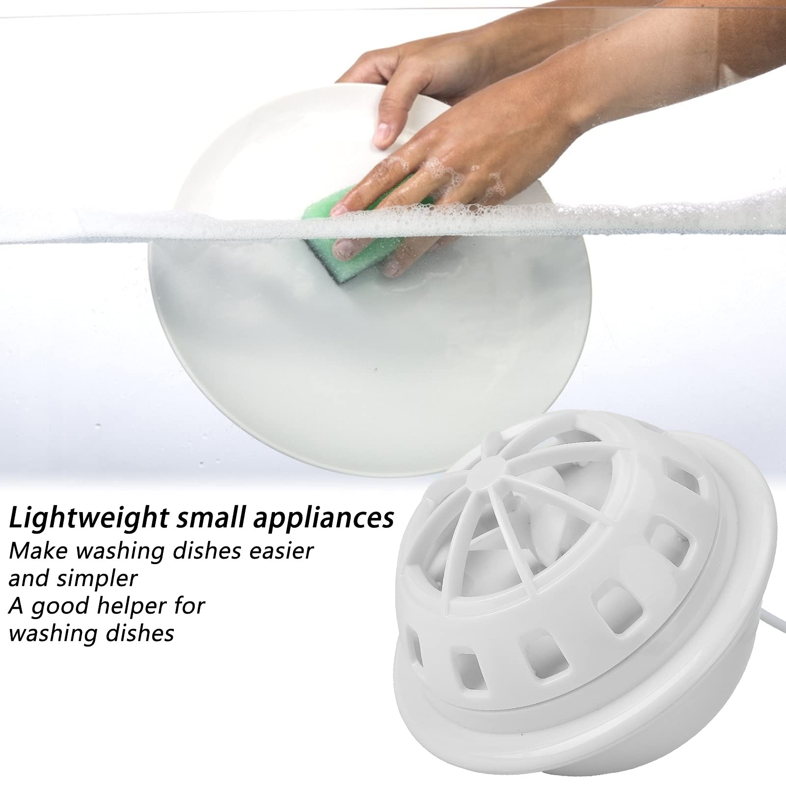 Portable USB-Powered Dishwasher with Suction Cups - Compact Countertop Dishwasher for Kitchen, RV, Camping & Small Apartments - White (Ideal for Restaurants, Dorms & Outdoor Use)