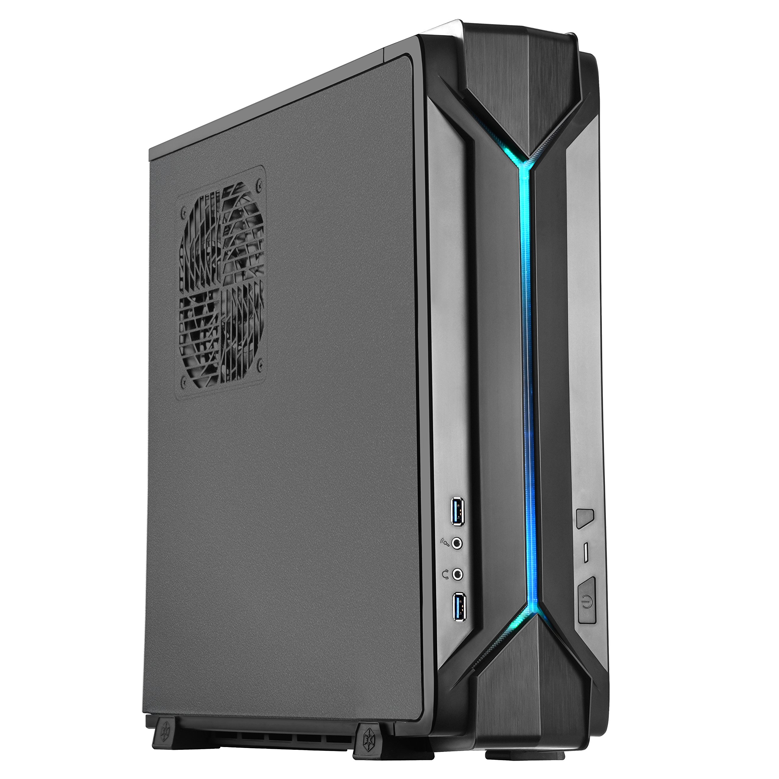 SilverStone Technology RVZ03B Slim Mini-ITX Computer Case with Integrated RGB Lighting - Compact Gaming PC Case for Home Theater & Small Space Setups