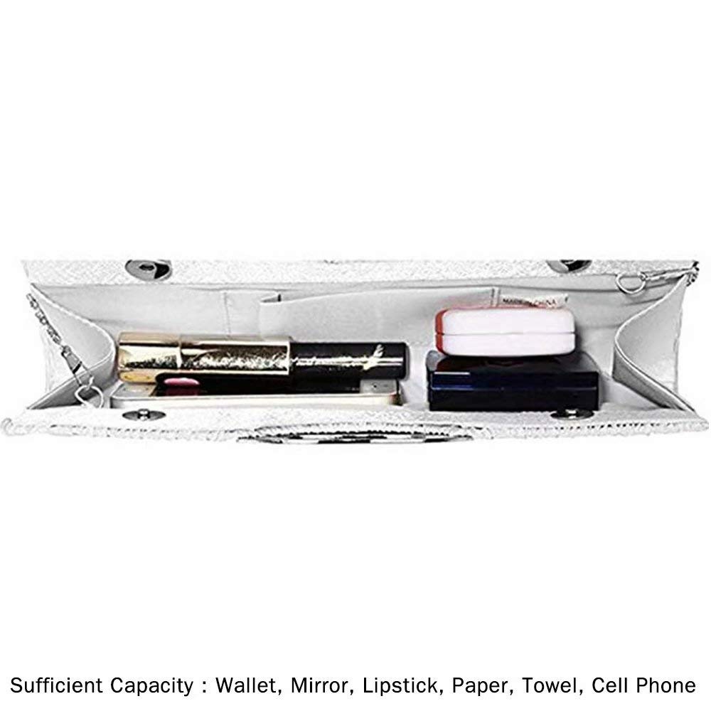 Sparkling Rhinestone Satin Pleated Clutch Purse for Women - Elegant Evening Bag for Weddings, Parties & Special Occasions | Perfect Prom, Cocktail & Formal Event Accessory