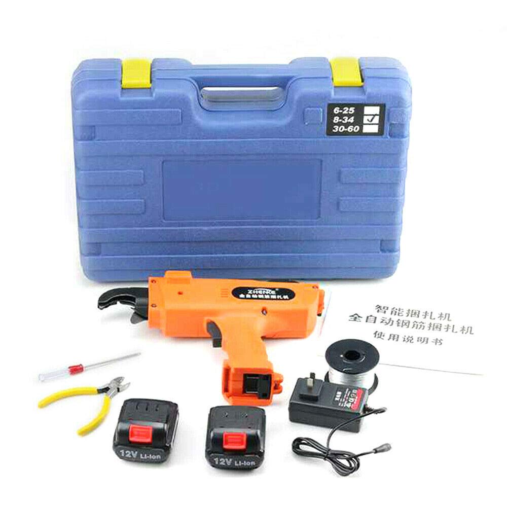 Handheld Automatic Rebar Tying Machine - Steel Bar Binding Tool for 8-34mm Rebar | Reinforcing Steel Strapping Tool Kit for Construction & DIY Projects