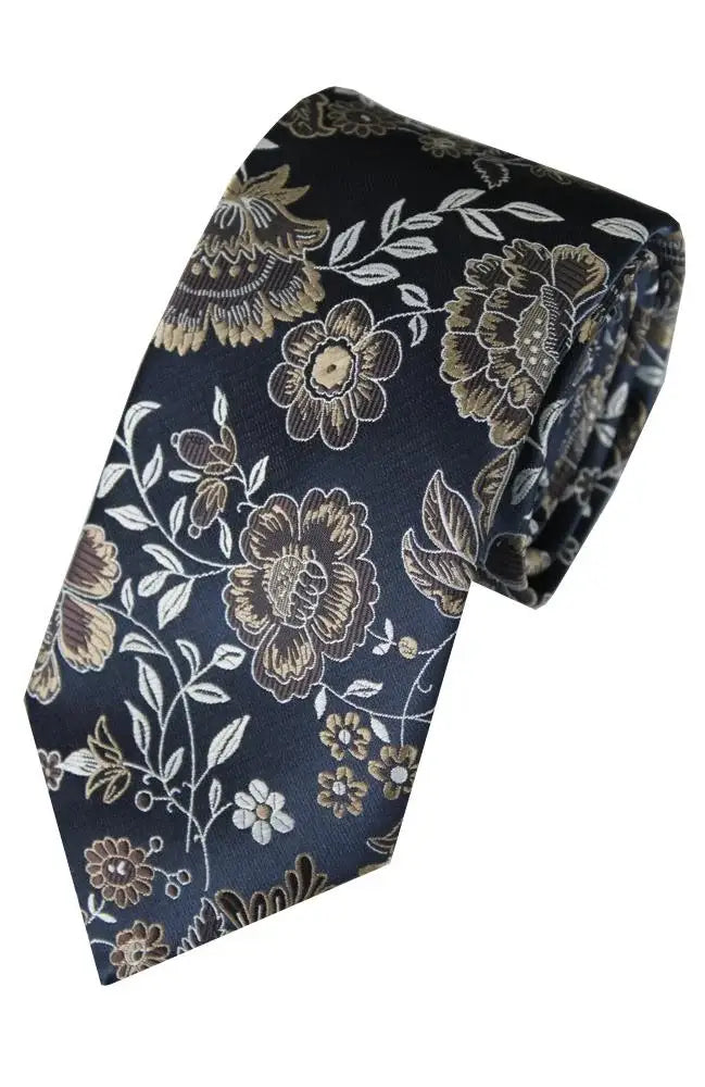LA Smith Floral Woven Wedding Tie for Men - Elegant Silk Necktie for Groom, Bridal Party & Formal Events - Perfect for Weddings, Prom & Business Occasions