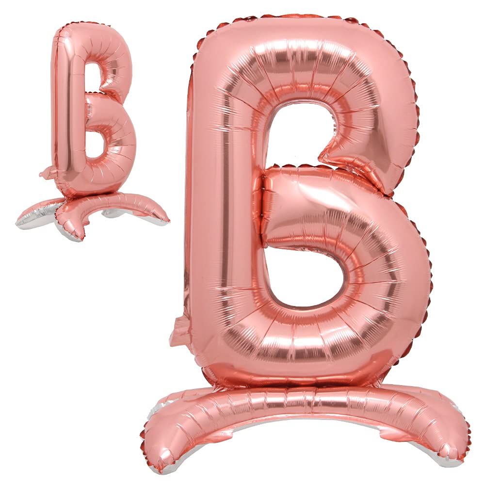 32 Inch Rose Gold Standing Letter Balloons - Alphabet Foil Mylar Balloons for Wedding, Bachelorette Party, Birthday, Bridal Shower, Graduation & Anniversary Decorations | Elegant Celebration Backdrop & Photo Prop