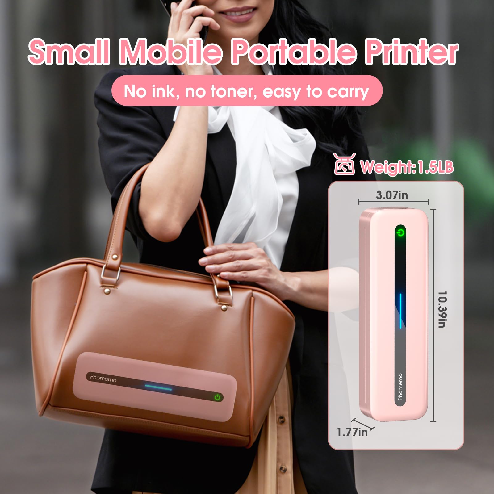 Phomemo M832 Wireless Bluetooth Thermal Printer - Portable Inkless Printer for Phone & Laptop, Supports 8.5x11/A4/4.33/3.15/2.08 Inch Thermal Paper - Compact Travel Printer for Office, Home & School with Carrying Case - Perfect for On-the-Go Printing, Receipts, Labels & Notes