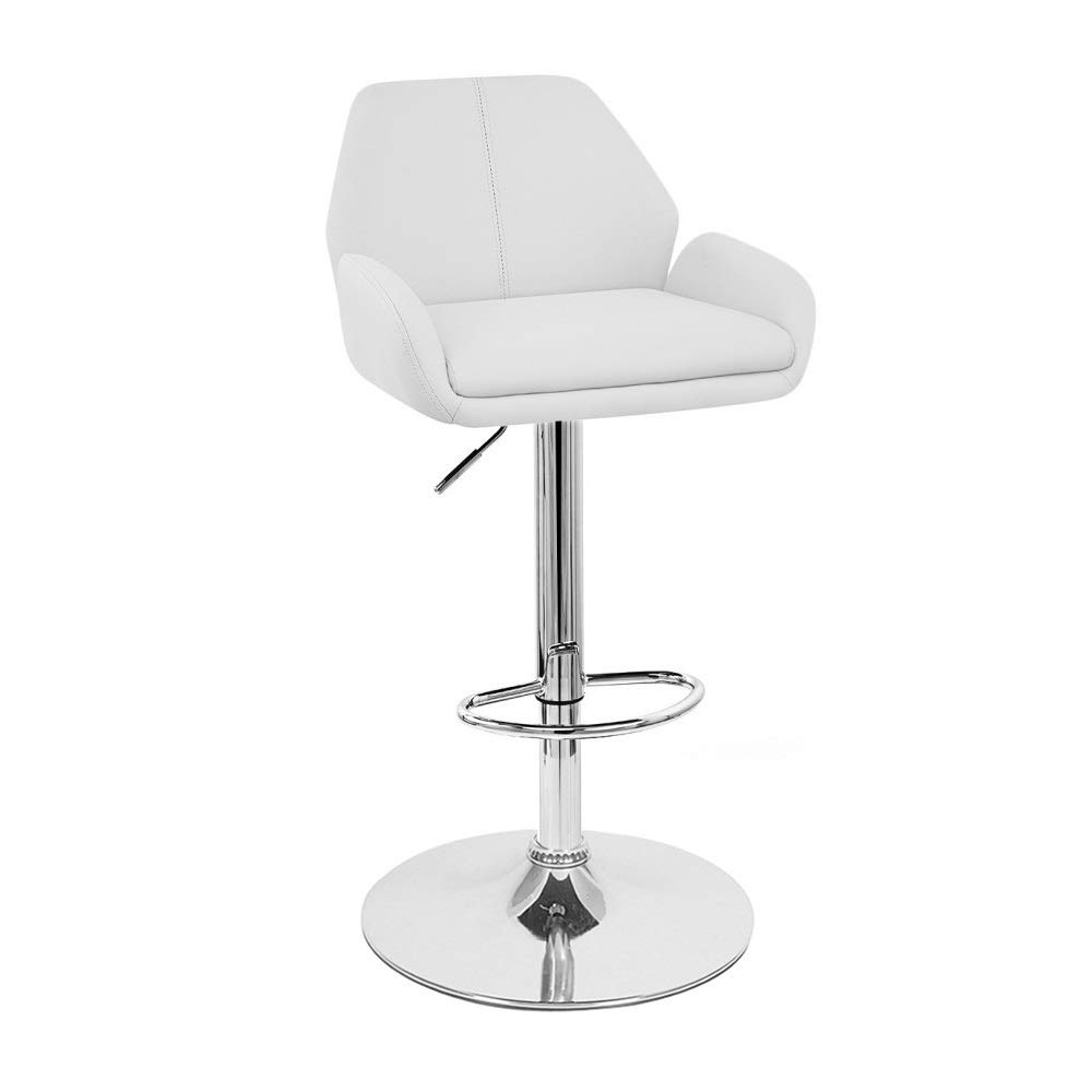Tesla Leather Modern Adjustable Bar Stool - Vanilla White, Perfect for Kitchen Counter, Home Bar & Office Workspace