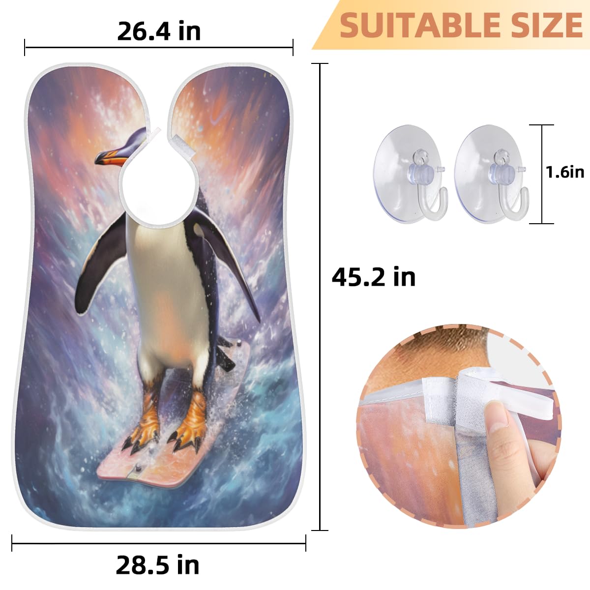 Men's Summer Penguin Ocean Beard Shaving Bib - Waterproof Hair Dye Apron for Barbers & Stylists - Sink Hair Catcher for Beard Trimming & Lineup - Perfect Gift for Grooming & Makeup Artists (Great for Home Salon & Professional Use)
