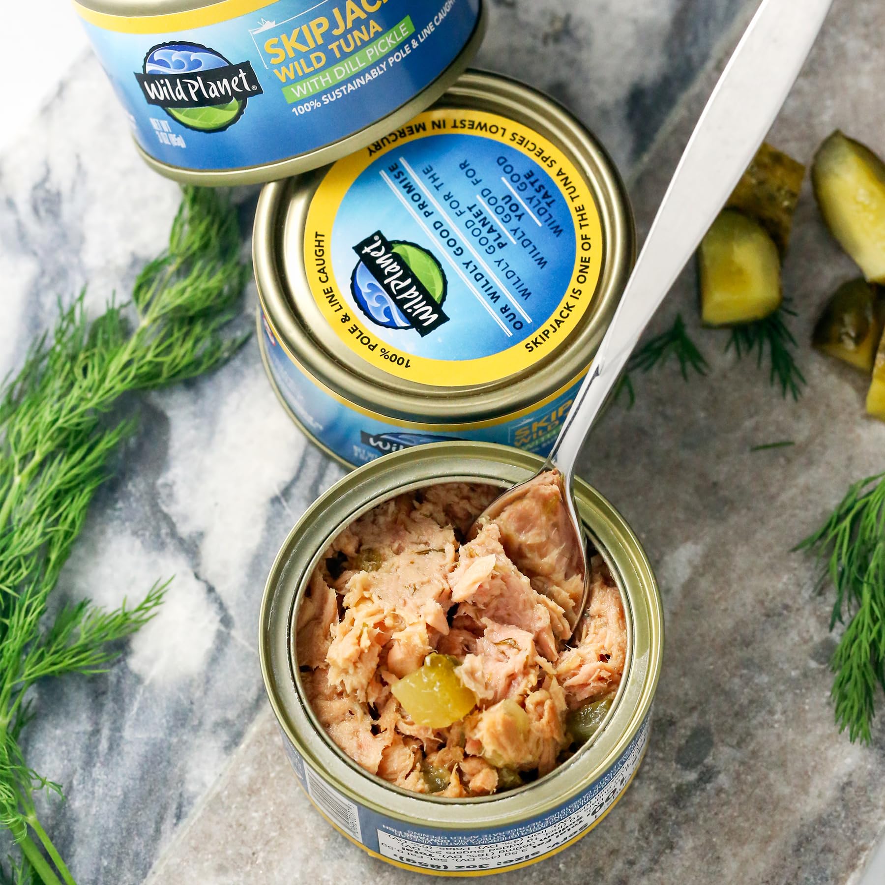 Wild Planet Wild Skipjack Tuna with Dill Pickle - Sustainably Wild-Caught Canned Tuna, 3 oz (Pack of 12) - Perfect for Salads, Sandwiches, and Keto Meals