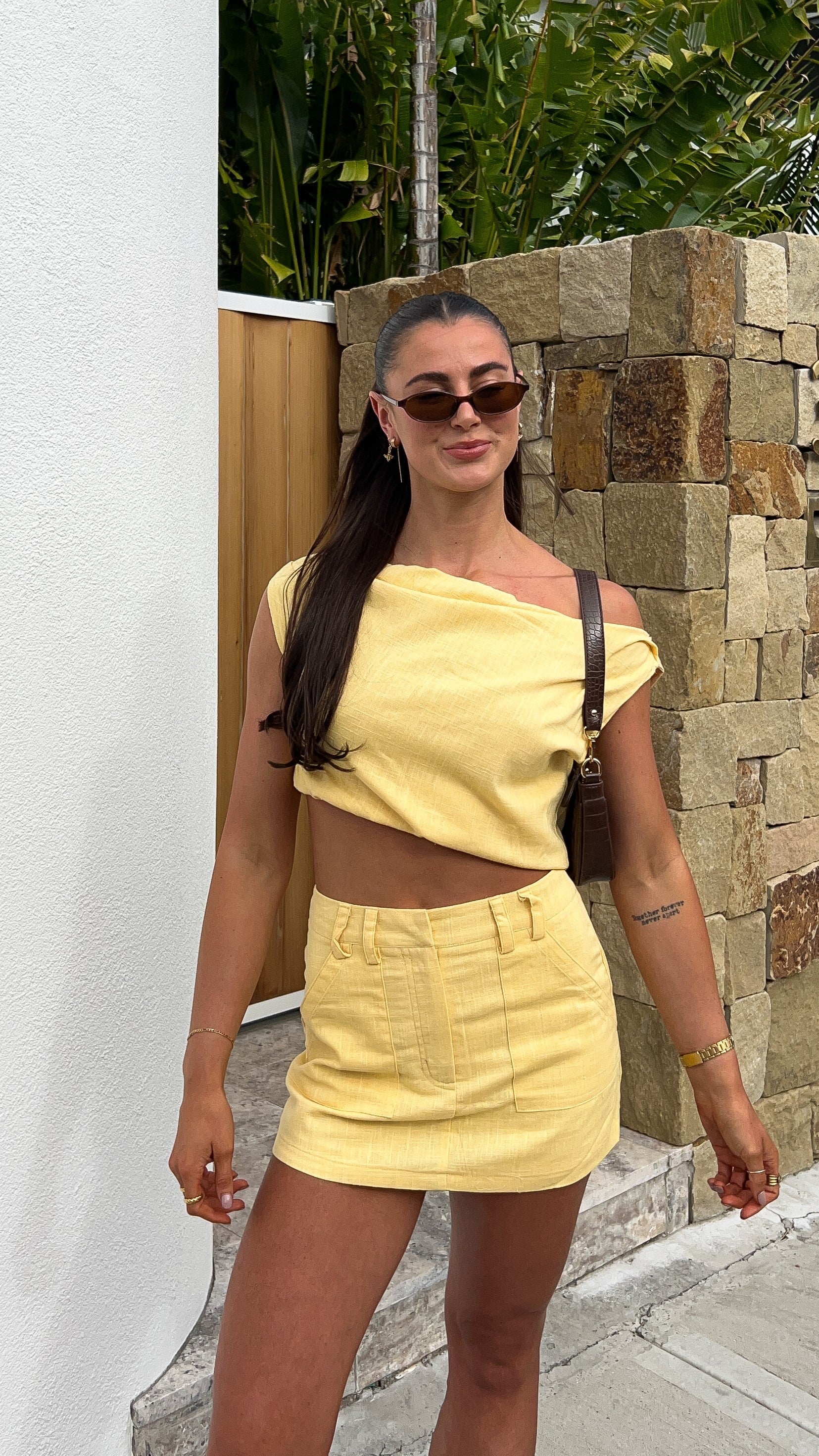 Charla Mini Skort for Women - Stylish Yellow Tennis Skirt with Built-in Shorts | Perfect for Sports, Running, Gym & Casual Wear
