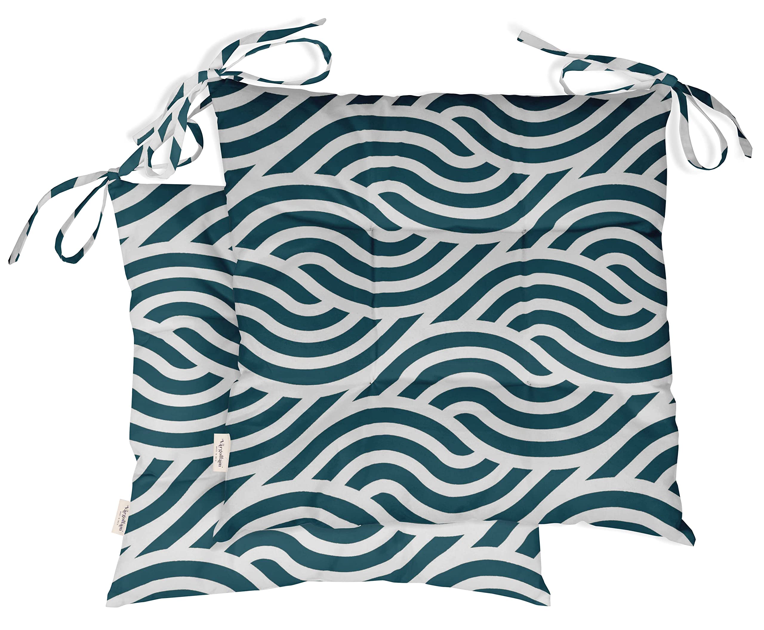 Water Resistant Indoor/Outdoor Tufted Square Patio Cushion Set of 2 - 19-inch Green Abstract Print Seat Cushions for Garden, Poolside & Deck Furniture