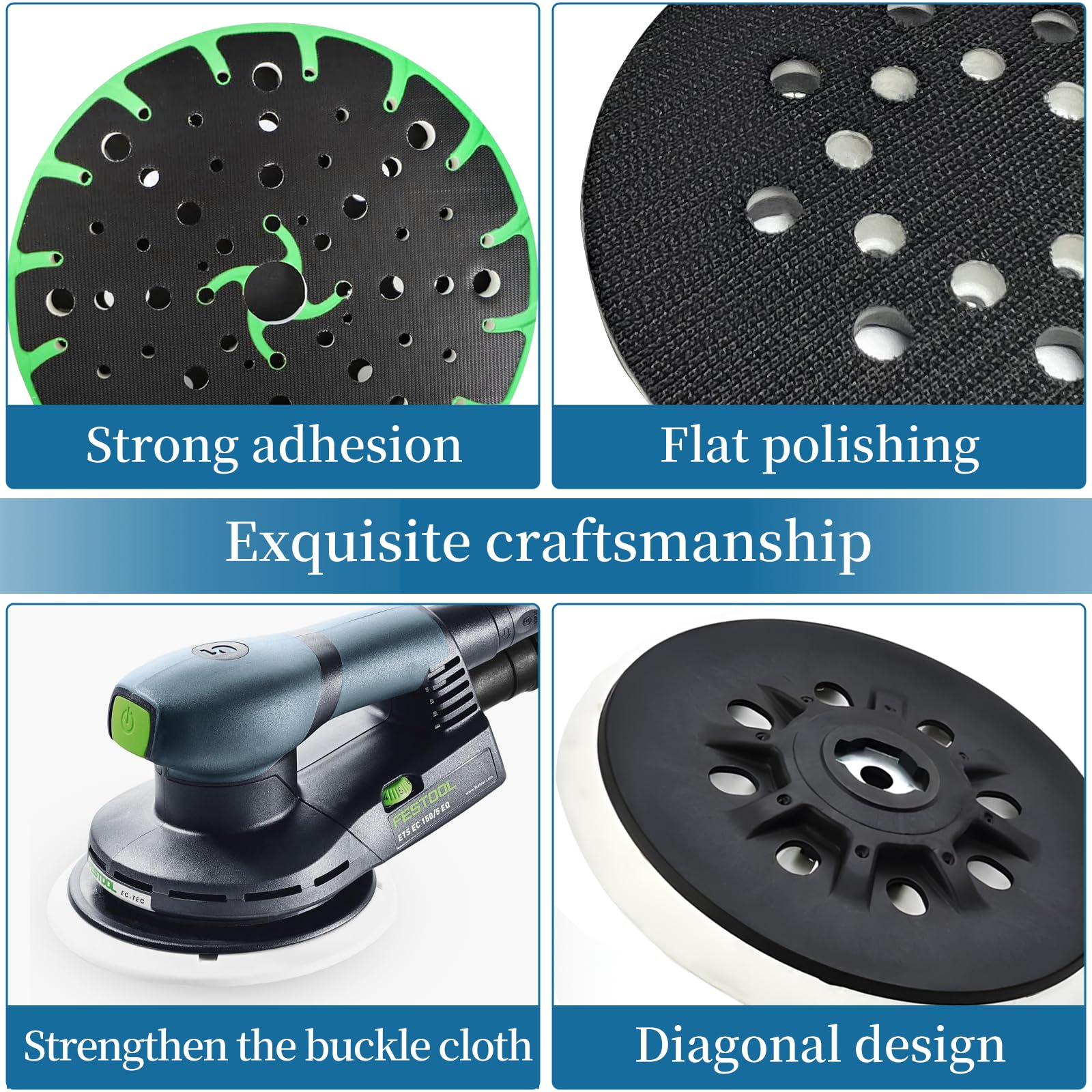 Festool ETS 150/5 EQ Sander Replacement Sanding Pad - 6-Inch Super Soft Jetstream Pad with 48 Holes (2024 New Model) | Durable 3-Year Warranty | Perfect for Woodworking, Floor Sanding & DIY Projects