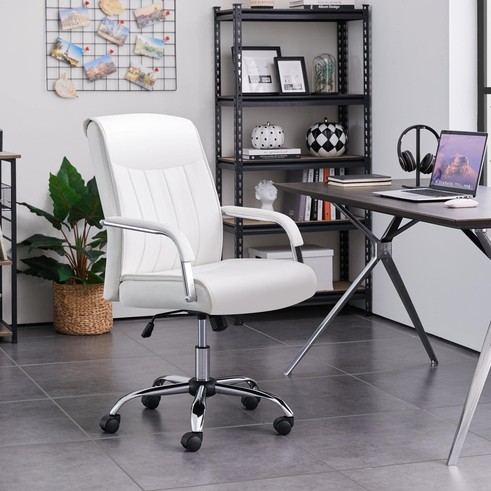 Yaheetech Ergonomic Office Chair - Adjustable Swivel Rolling Desk Chair with Lumbar Support & Headrest - Perfect for Home Office, Gaming, and Workspace Comfort