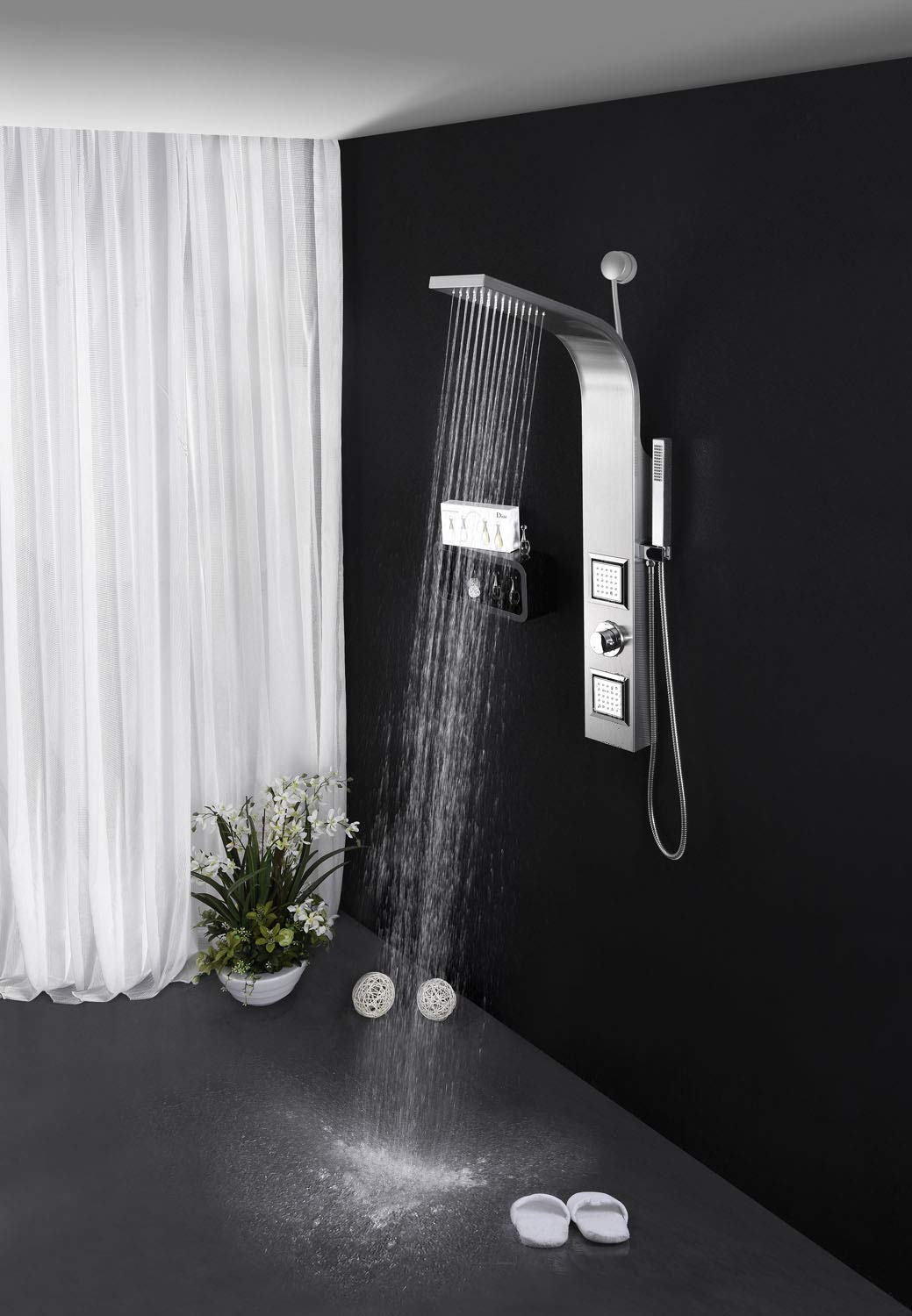 Vista XI Modern Pressure Balanced Shower Panel System with Rain Shower Head - Chrome Finish for Luxury Bathroom Upgrade | Spa-Like Shower Experience