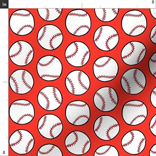 Baseball Sport Printed Cotton Poplin Fabric - Red Play Kids Ball Design for Sewing, Quilting, Dresses & Apparel Crafts (Fat Quarter) | Perfect for DIY Kids' Sports-Themed Clothing, Home Decor & Craft Projects