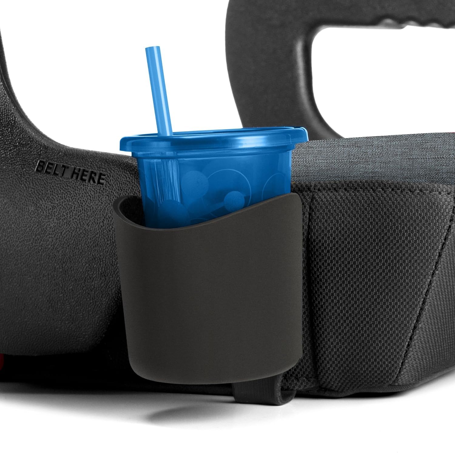 Clek Olli Backless Booster Car Seat for Kids - Extra Padding & Comfort Cube Design with Quick-Release Strap & Rigid LATCH System (Thunder) - Safe Travel for School, Road Trips & Everyday Use