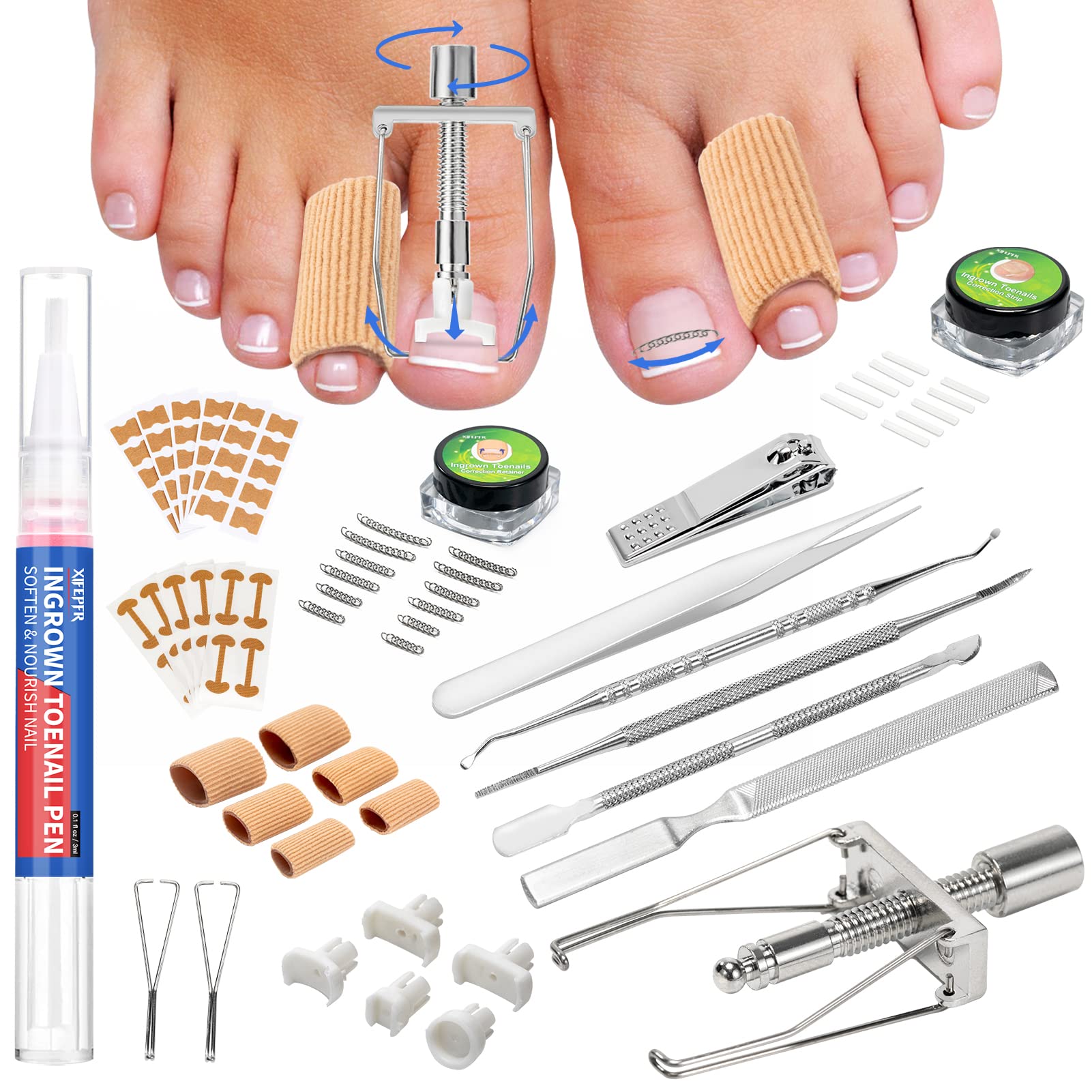 **110PCS Ingrown Toenail Treatment Kit – Professional Toenail Corrector Strips, Patch & Removal Tools – Pain Relief & Pedicure Care for Ingrown Nails – Perfect for Home & Salon Use**