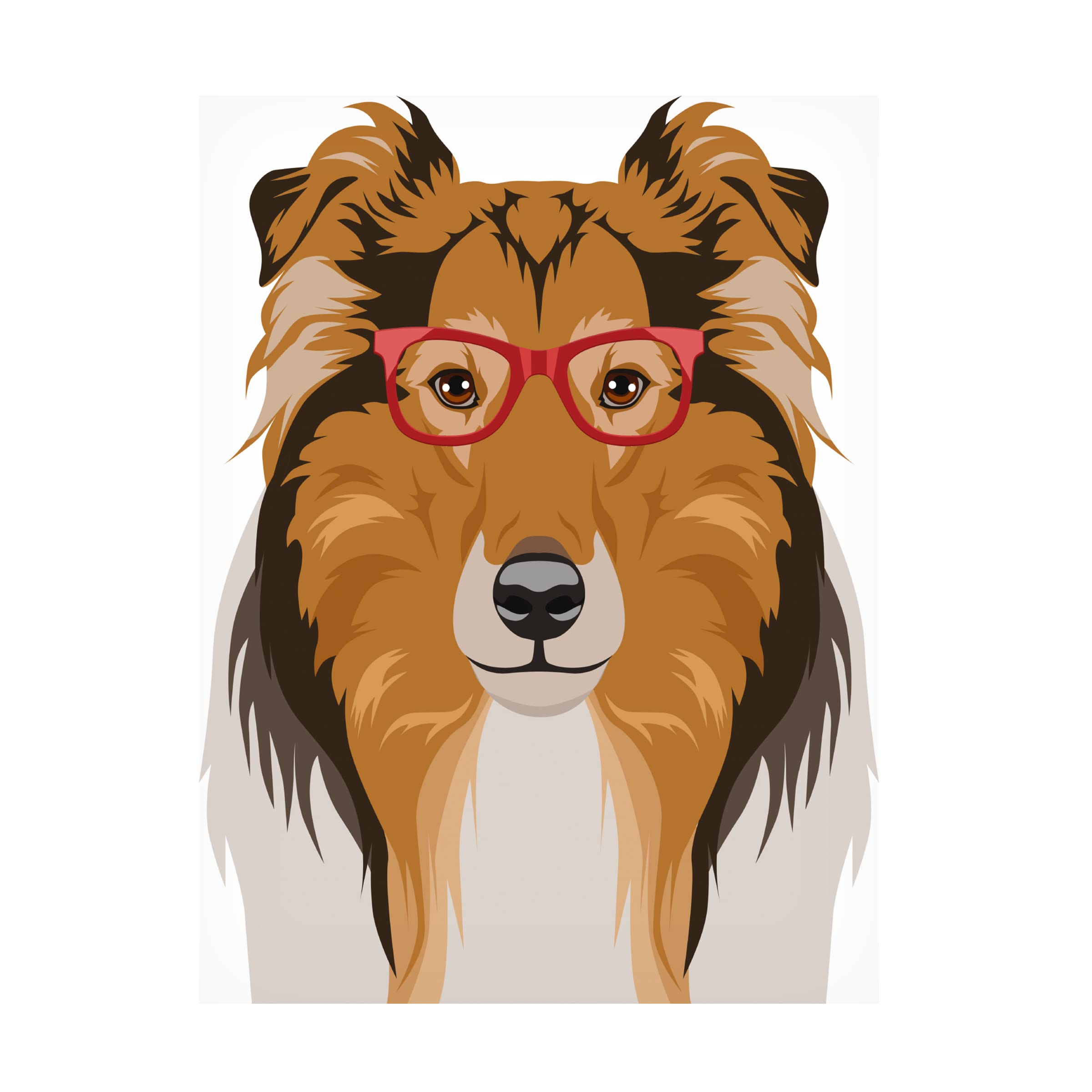 Trademark Fine Art 'Rough Collie Wearing Hipster Glasses' Canvas Wall Art Print by Furbaby Affiliates - Perfect for Pet Lovers, Living Room Decor & Unique Gift Idea