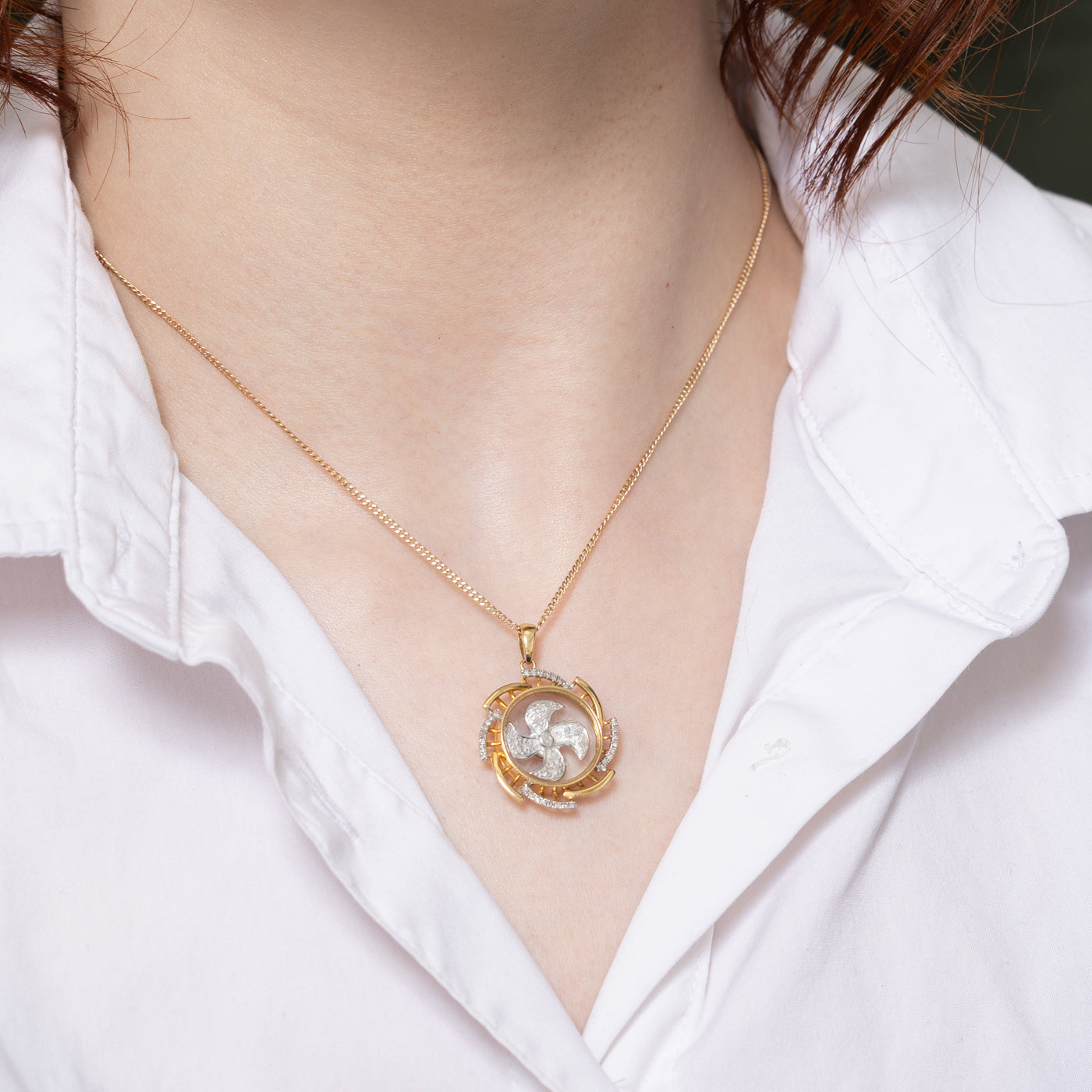 0.15ctw Diamond Propeller Pendant Necklace - Elegant Aviation Jewelry for Women - Perfect Gift for Pilots, Aviators & Travel Lovers - Birthday, Anniversary & Special Occasion Jewelry