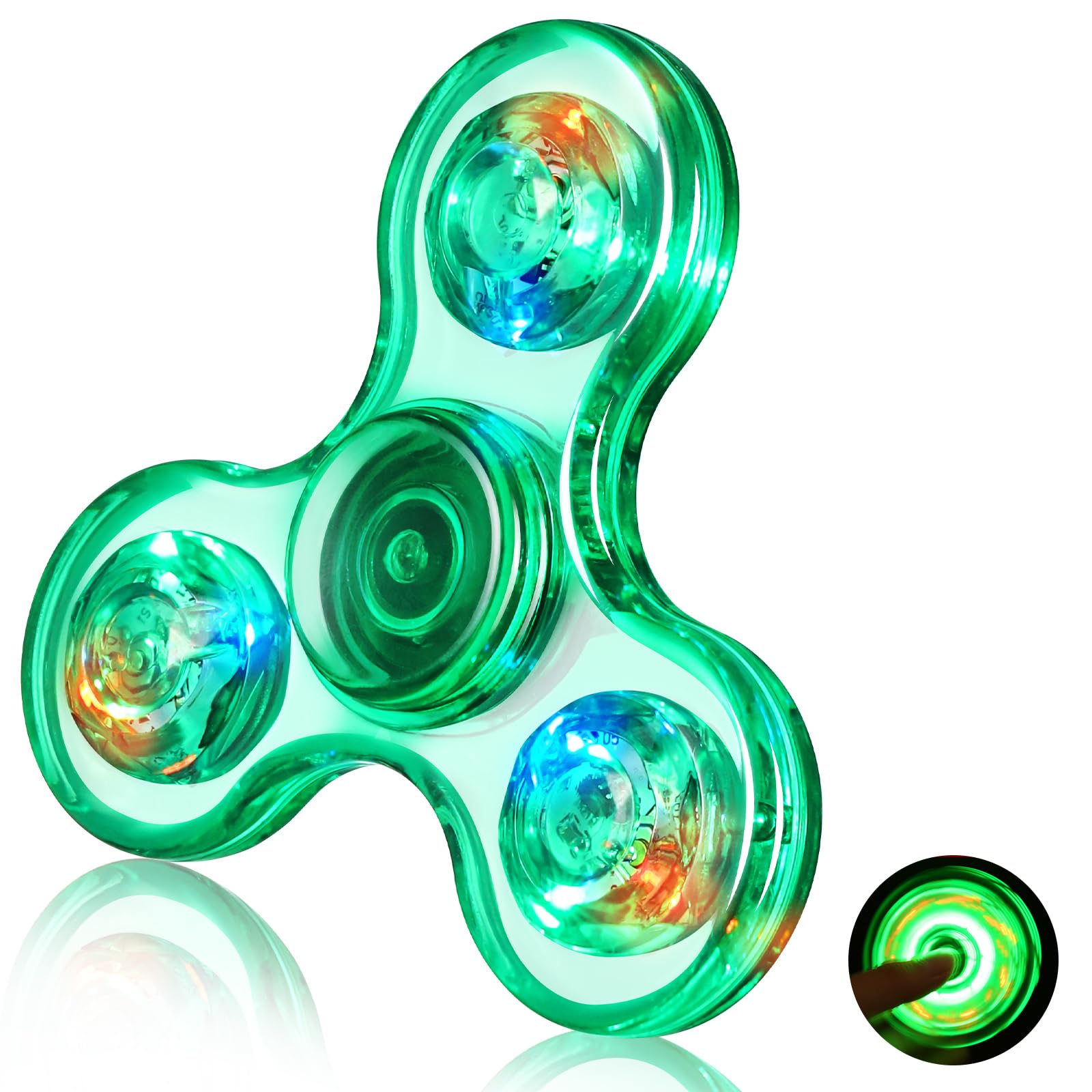 LED Light Up Fidget Spinner for Kids - Glow in The Dark Sensory Toys for ADHD, Anxiety Relief - Fun Birthday Gifts, Classroom Prizes & Stocking Stuffers for Boys Girls Ages 4-12 - Perfect for Stress Relief, Focus Improvement and Party Favors