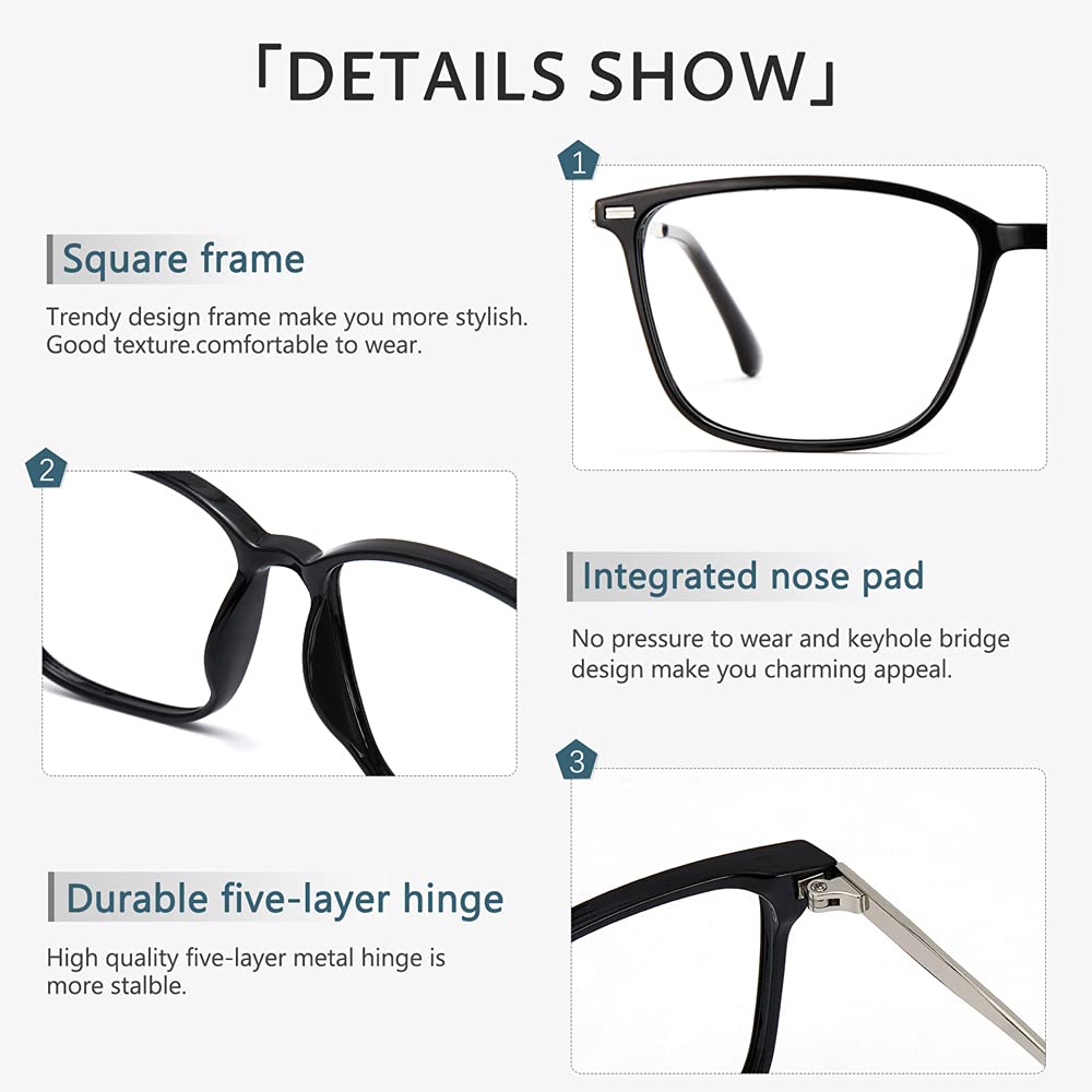 Cyxus Blue Light Blocking Glasses for Men & Women - Computer Gaming Glasses with TR90 Frame, Anti-Eyestrain, UV400 Protection (Black/White) - Perfect for Office Work, Online Classes & Late-Night Screen Use