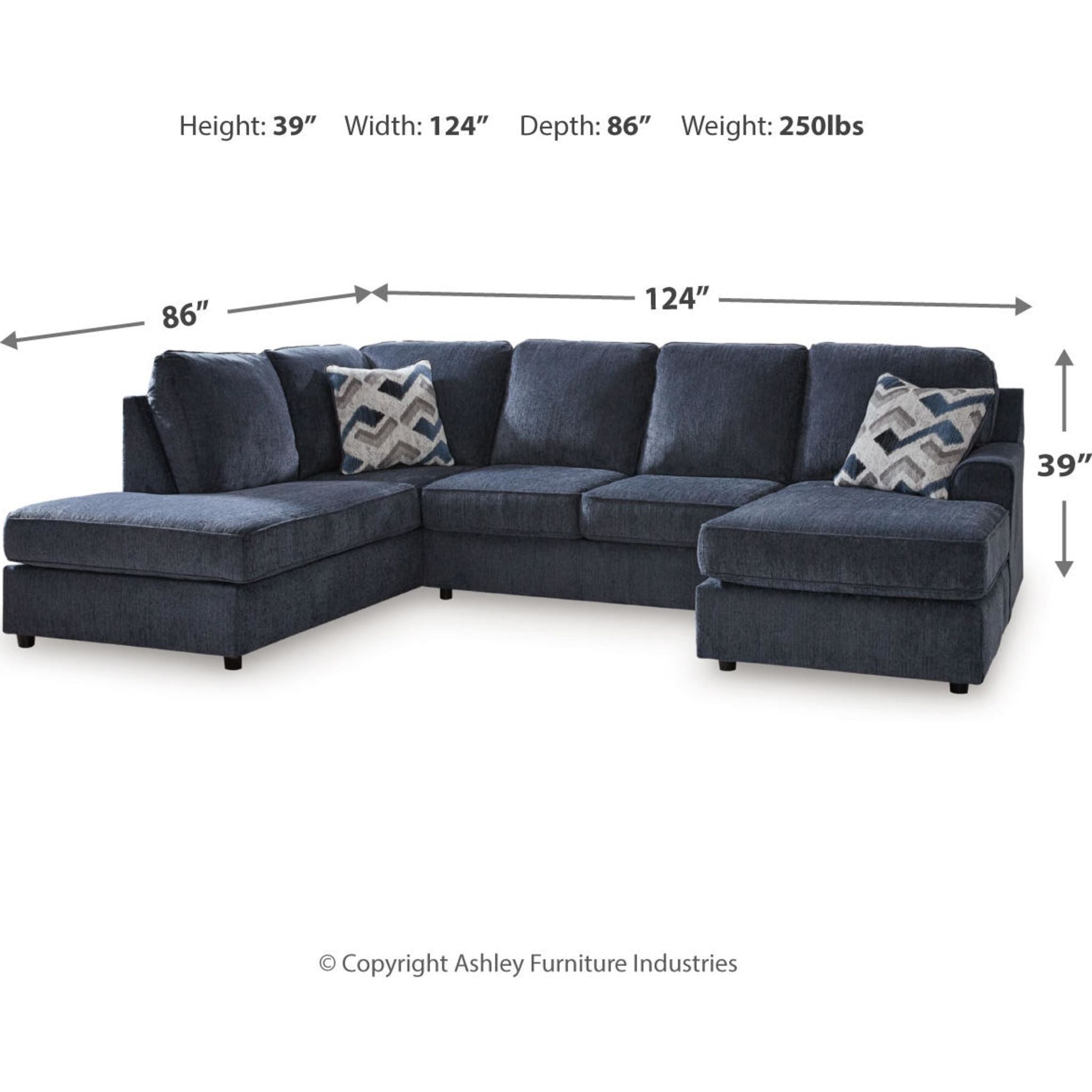 Albar Place 2-Piece Sectional Sofa with Chaise Lounge - Modern L-Shaped Couch for Living Room, Apartment & Small Spaces