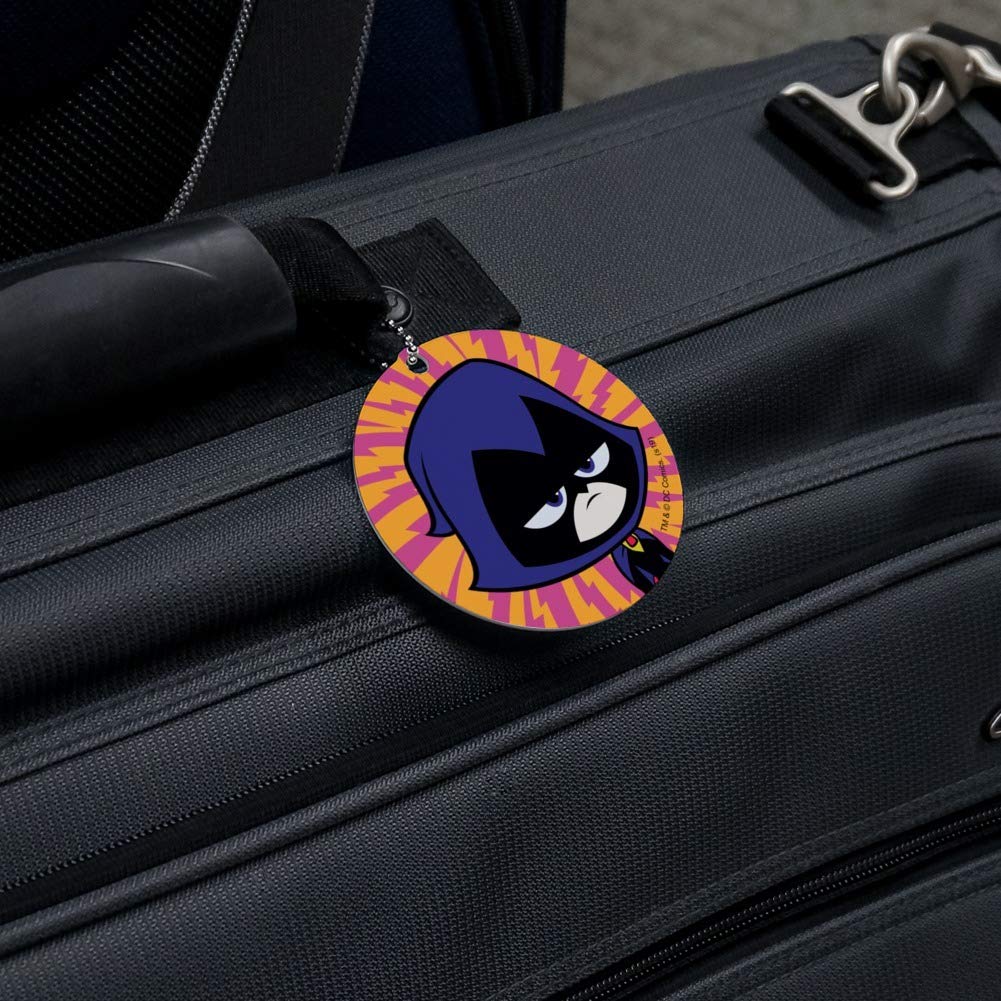 Teen Titans Go! Raven Round Luggage ID Tag for Suitcase & Carry-On Bags - Perfect for Travel Identification & Kids' Backpacks