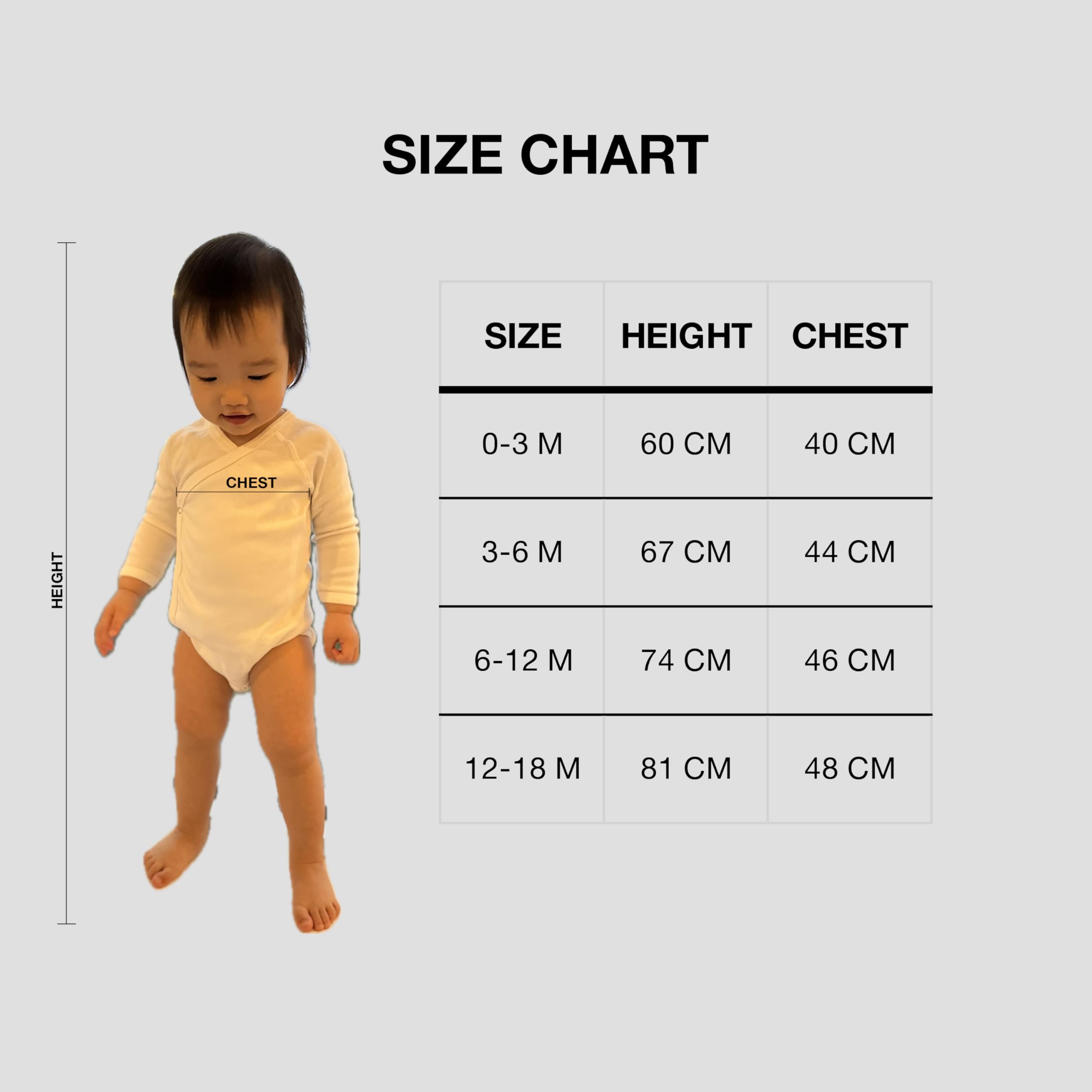 Organic Cotton Long Sleeve Baby Bodysuit Kimono - Unisex Infant Onesie for Boys & Girls | Soft, Snug Fit Newborn Clothes | Perfect for Everyday Wear, Photo Shoots & Gift Giving