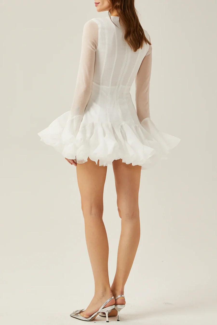 Alberta Semi-Sheer Ruffle Mini Dress - White | Flowy Summer Dress for Women | Perfect for Beach, Party & Date Night