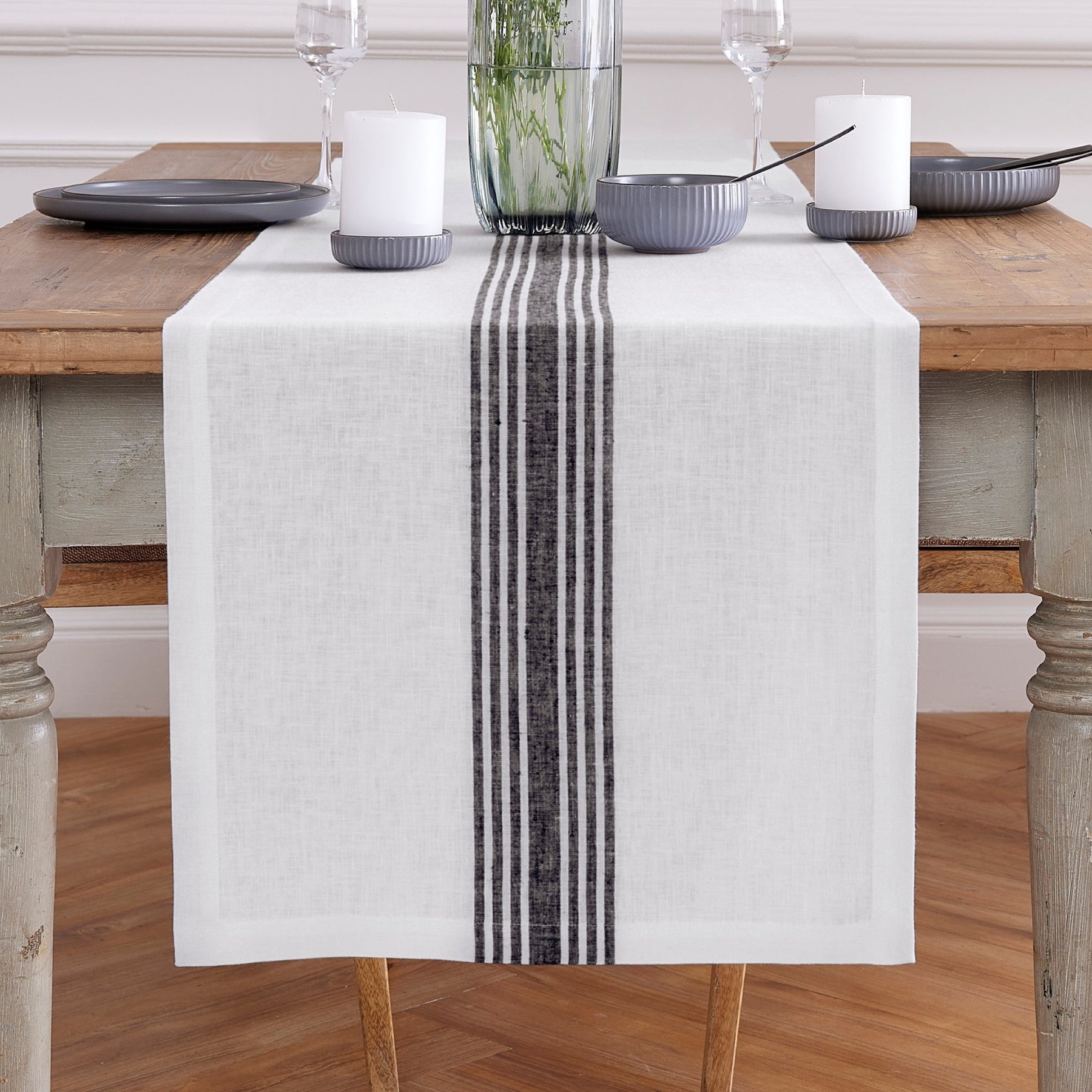 Farmhouse Table Runner - 16 Inch & 18 Inch Wide Cotton Linen Table Decor for Dining Room, Kitchen, Wedding & Holiday Decorations