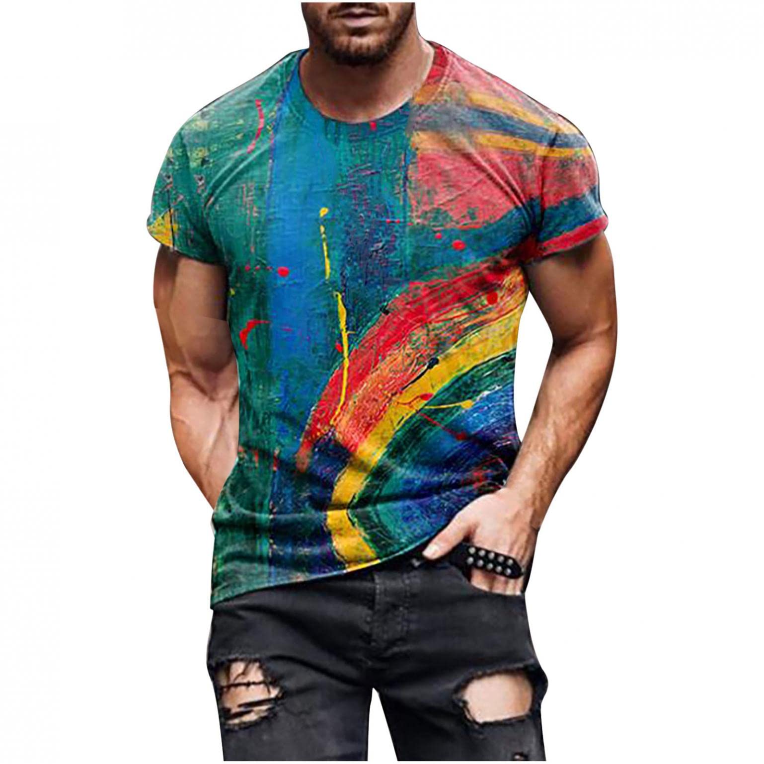 Funny Graphic Printed Men's T-Shirt - Unisex Fashion Crewneck Short Sleeve Tee with Colorful Patterns | Perfect for Casual Wear, Parties & Gifts