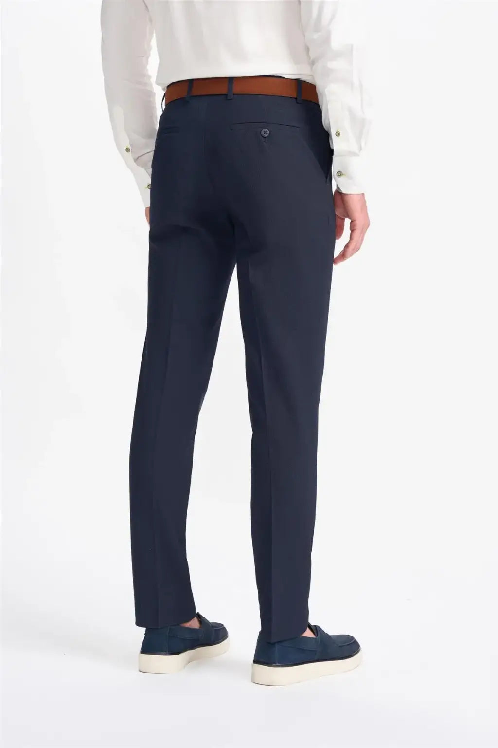 Cavani Men's Siren Seersucker Navy Trousers - Lightweight Summer Pants for Business Casual & Outdoor Activities