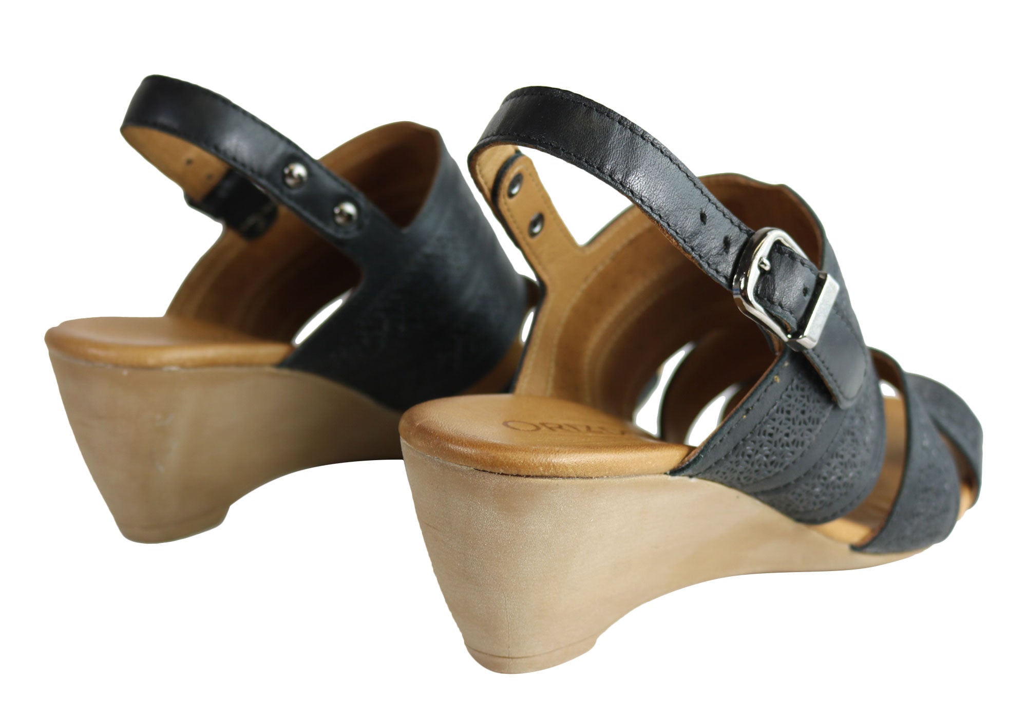 Orizonte Pinta Women's European Leather Comfortable Wedge Sandals - Stylish & Supportive for Summer, Beach, and Casual Outings