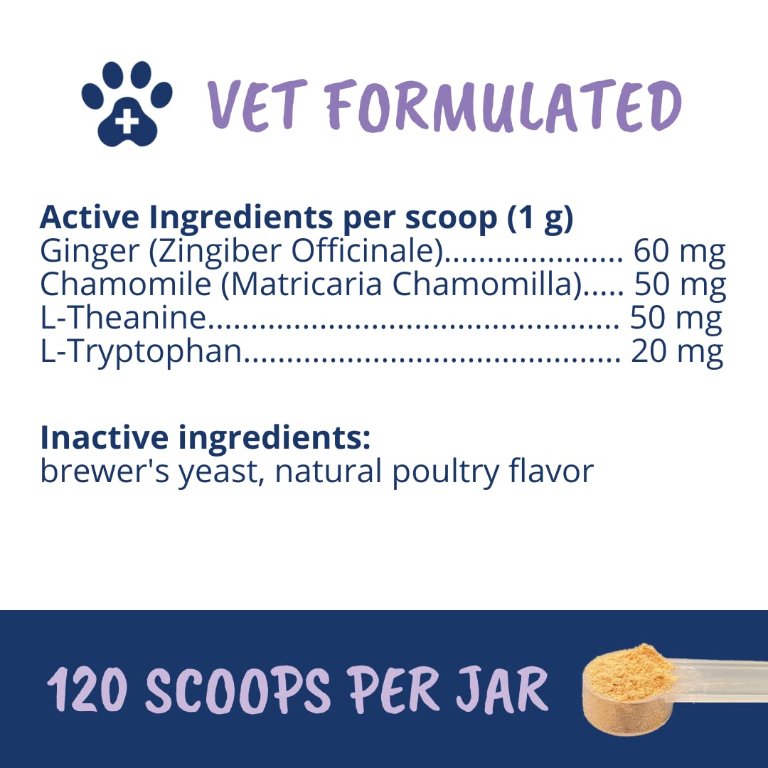 Under The Weather Calming Powder for Dogs – Vet-Formulated All-Natural Stress & Anxiety Relief Supplement | 120 Servings | Helps with Travel, Storms, Fireworks & Separation Anxiety