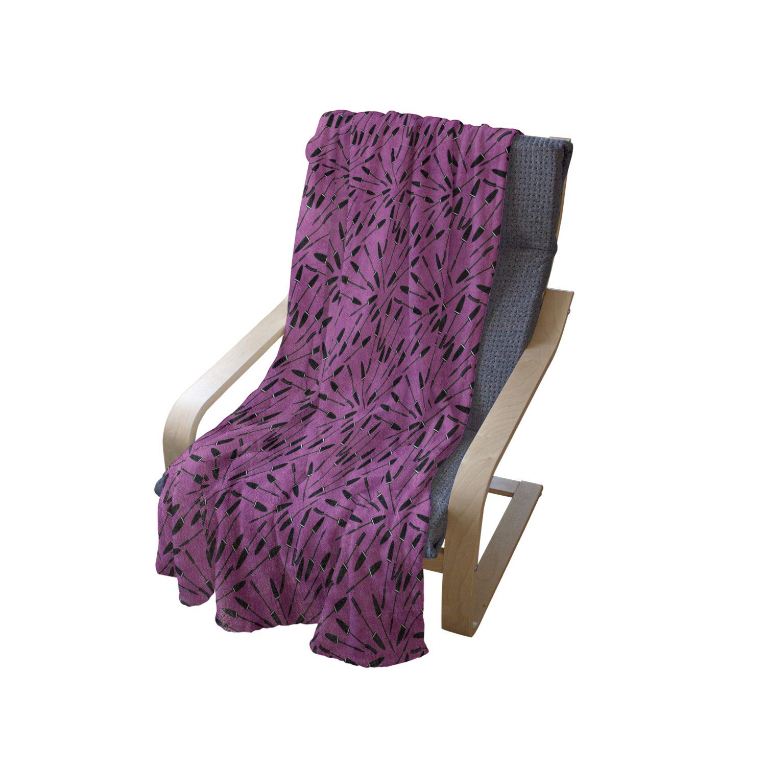 Ambesonne Feminine Throw Blanket - Soft Flannel Fleece with Cosmetics & Mascara Print, 50