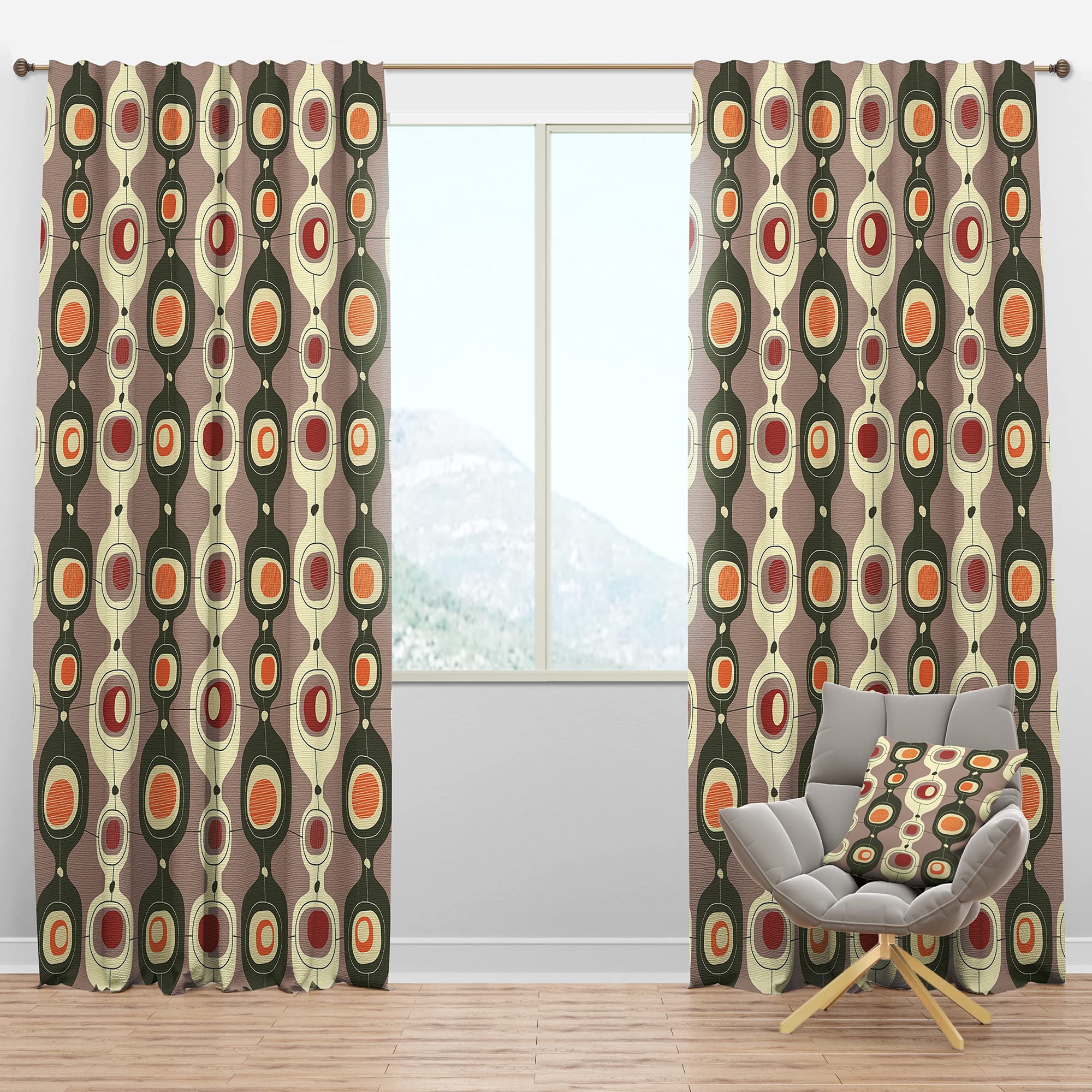 DesignQ Blackout Curtains - Retro Abstract Thermal Insulated Drapes for Bedroom & Living Room (52x63, Single Panel) - Perfect for Home Decor, Light Blocking & Energy Saving