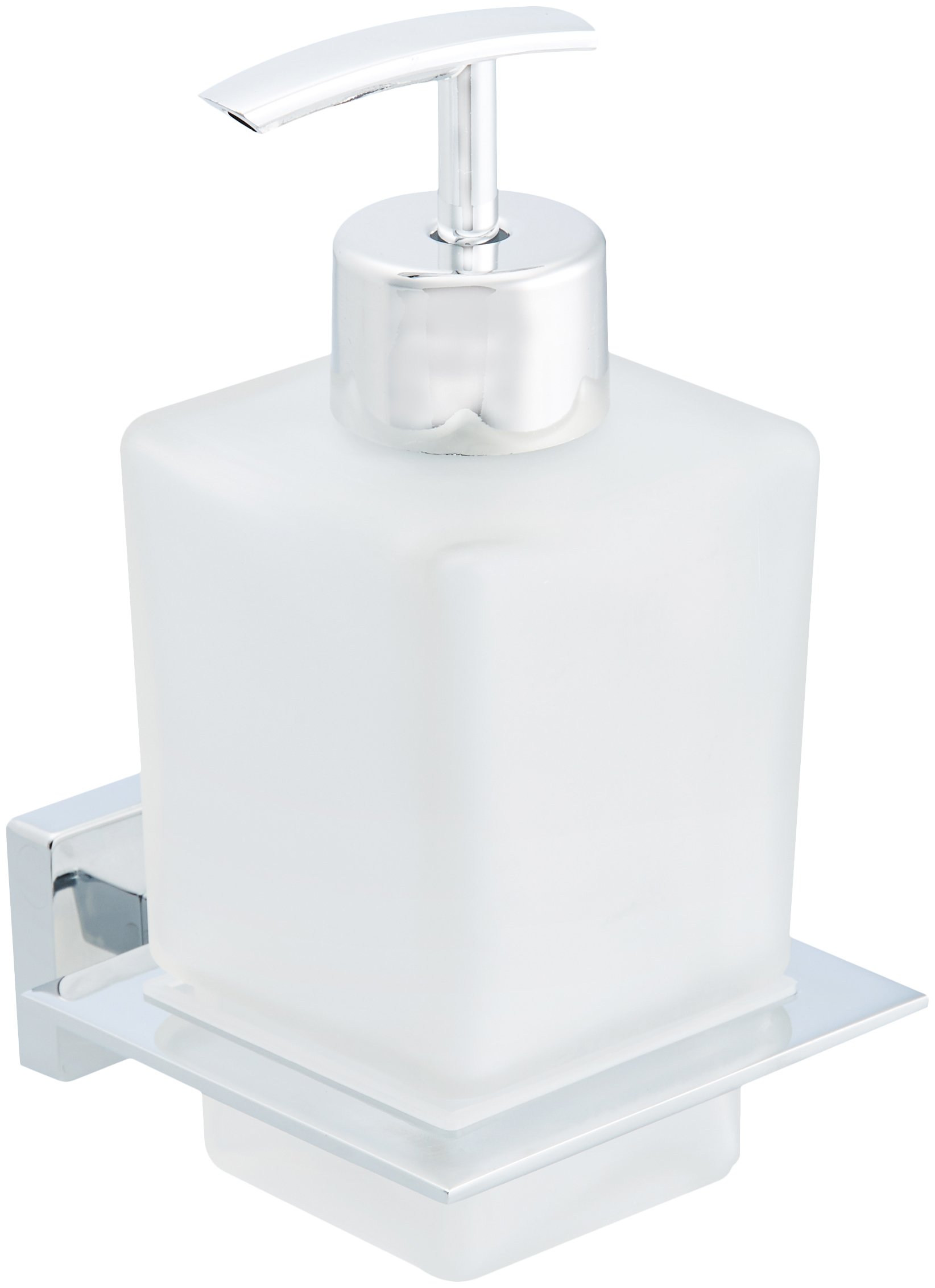Amazon Basics Euro Wall Mounted Soap Dispenser - Polished Chrome Finish for Bathroom, Kitchen & Commercial Use