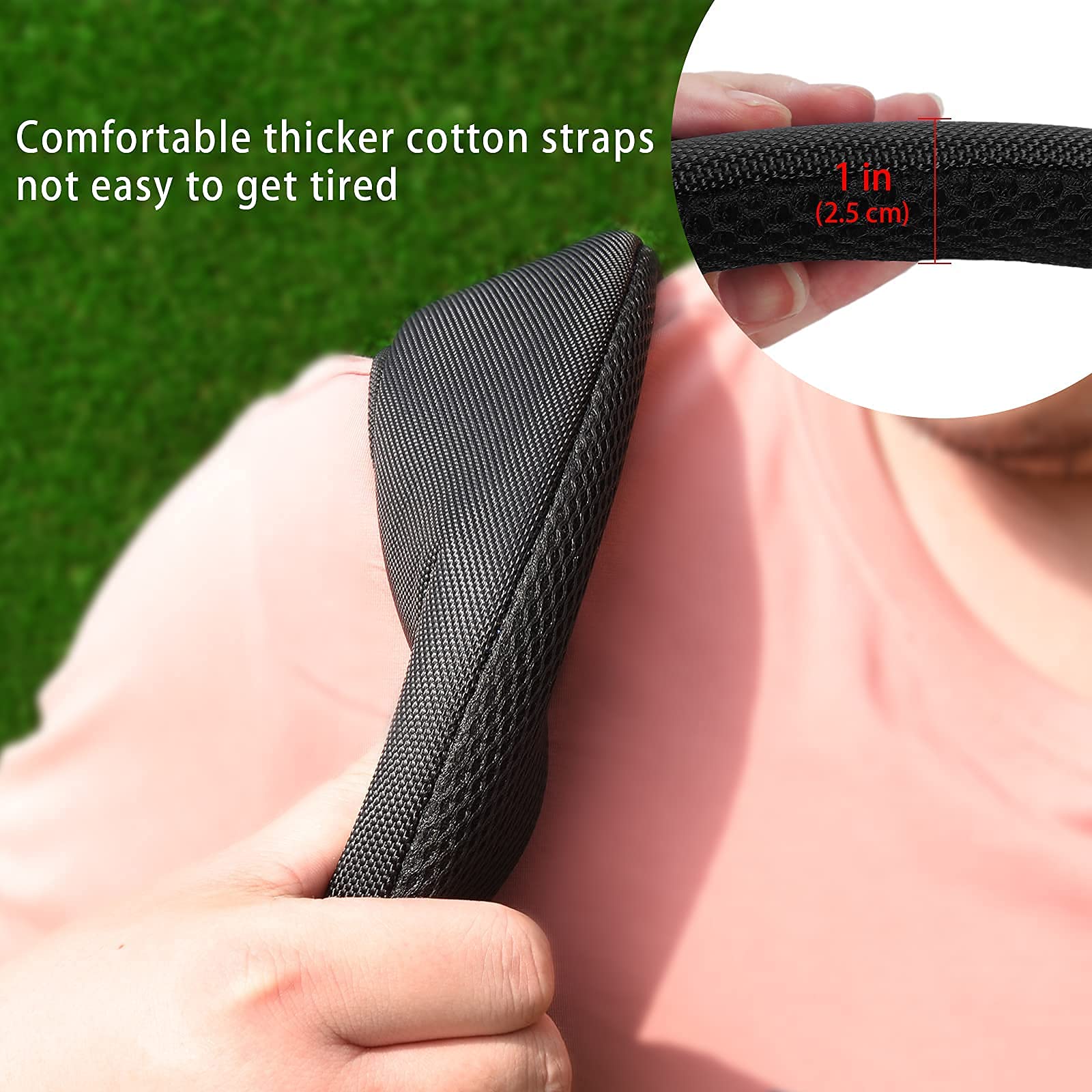 Premium Adjustable Padded Golf Bag Strap - Double Shoulder Support with 4 Rotating Hooks - Replacement Strap for Comfortable Golfing - Perfect for Golfers, Caddies & Driving Range Practice