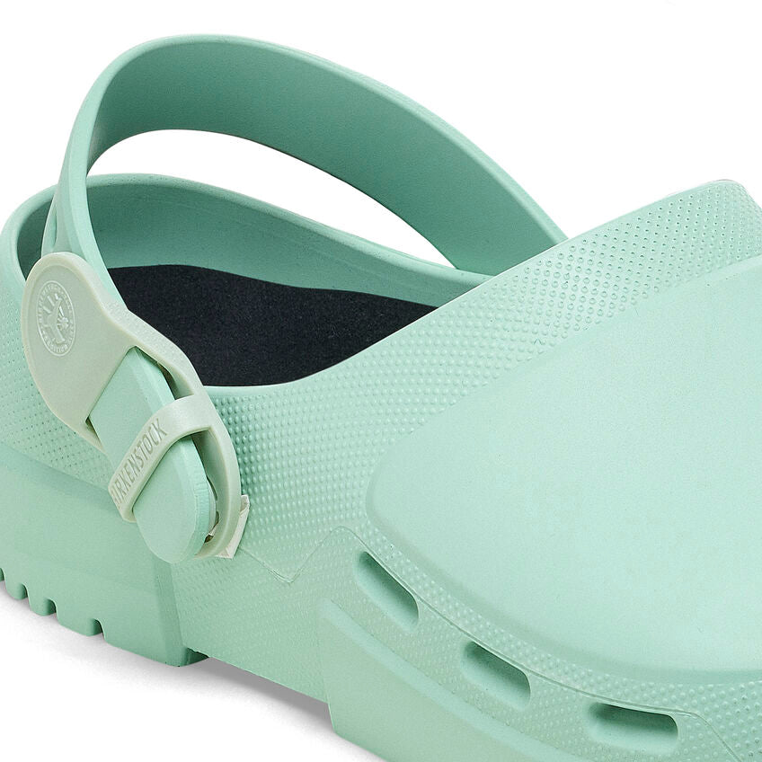 Birkenstock Women's Birki Air 2.0 Polyurethane Sandals in Matcha Green | Comfortable Slip-On Clogs for Nurses, Gardeners & Home Use