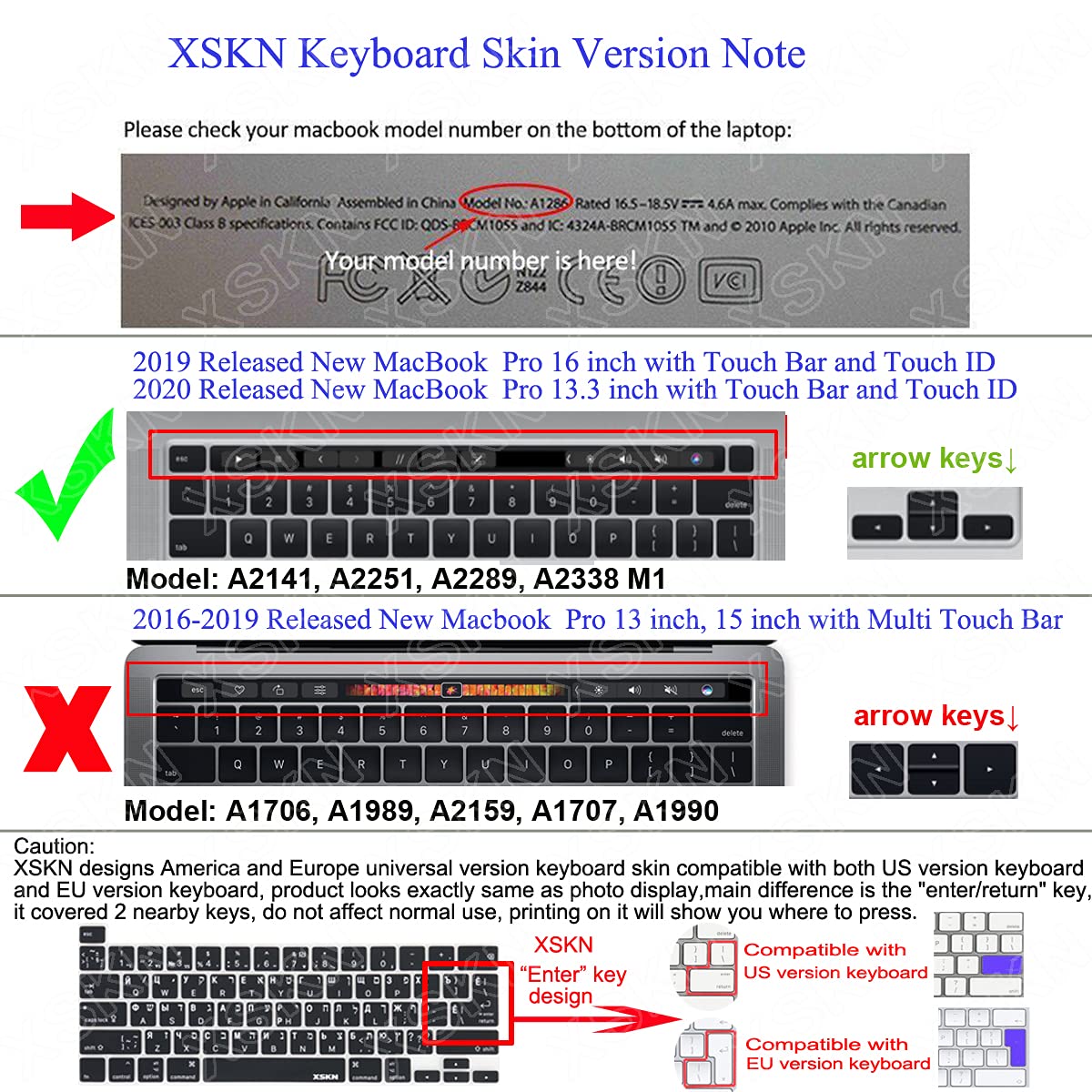 XSKN Illustrator English Silicone Keyboard Cover for MacBook Pro 16