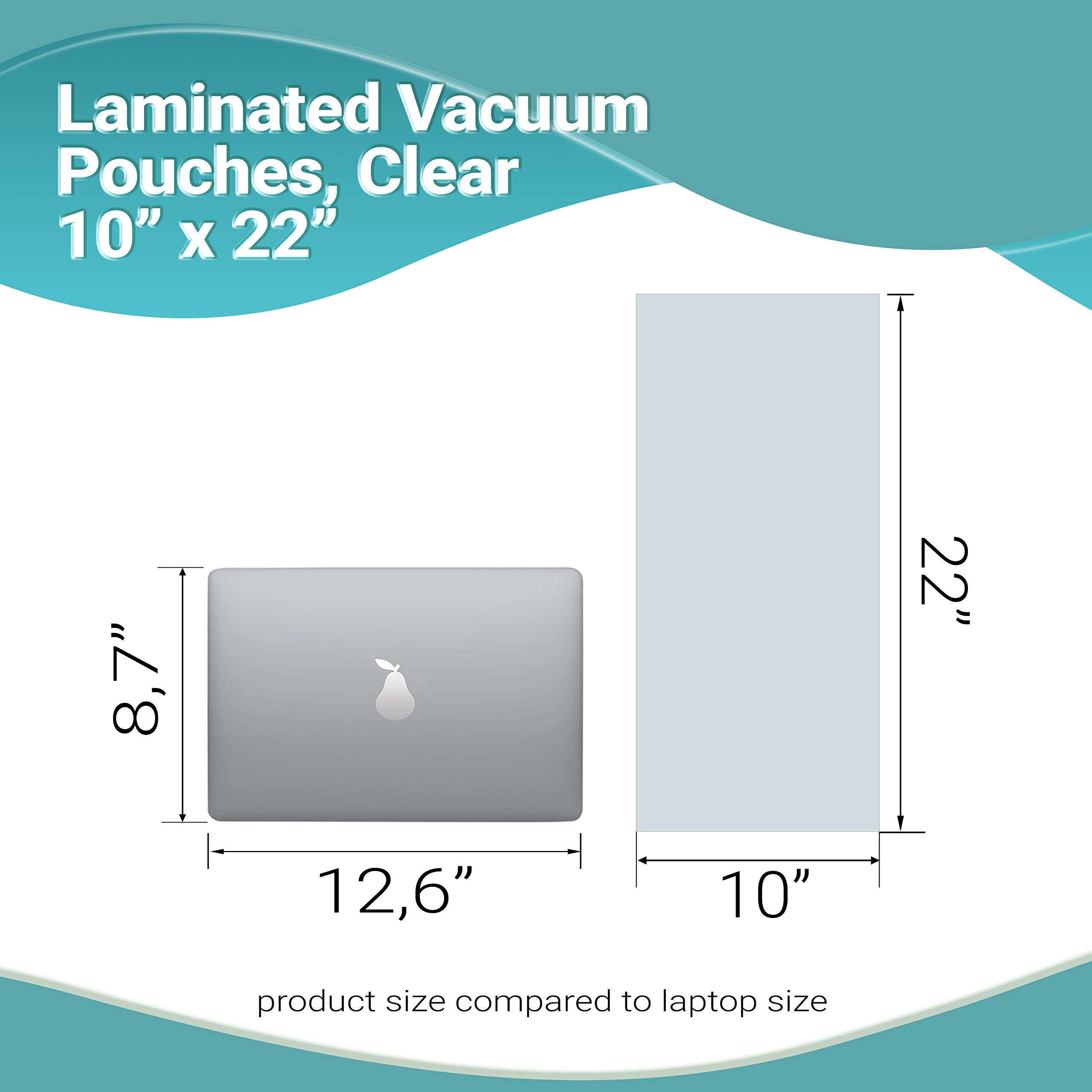 500 Pack Jumbo 10x22 Inch Clear Vacuum Food Storage Bags - 3 Mil Thick Co-Extruded Polyethylene Pouches for Food Preservation, Sous Vide, Meal Prep & Industrial Packaging | Airtight Sealing for Freezer, Refrigerator & Long-Term Food Storage