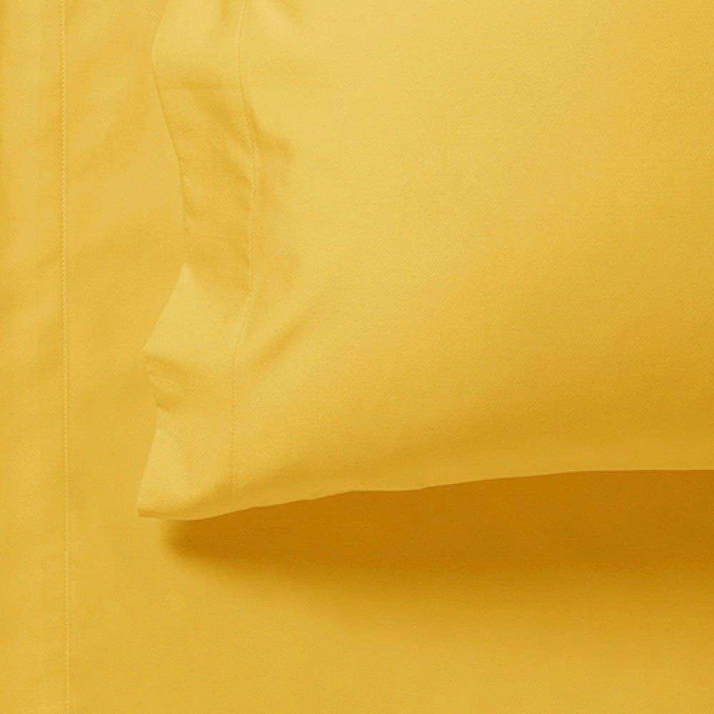 1000TC Ultra Soft Fitted Sheet & 2 Pillowcases Set - Double Size Bed Sheets in Yellow - Luxury Bedding for Master Bedroom & Guest Room