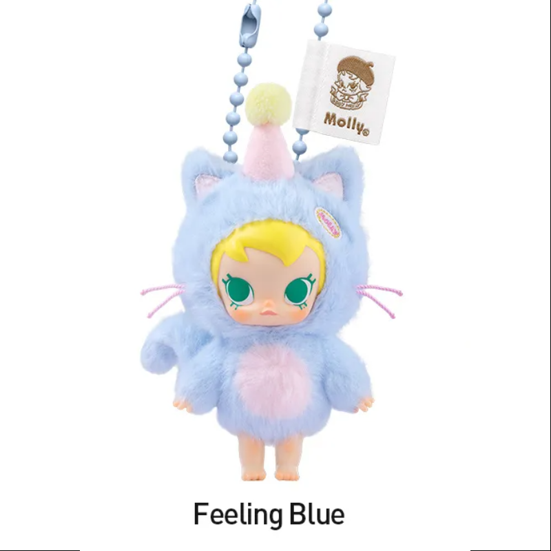Baby Molly Pocket Friends Series - Soft Vinyl Plush Pendant Keychain (Feeling Blue) - Perfect for Backpacks, Gifts & Kids' Accessories