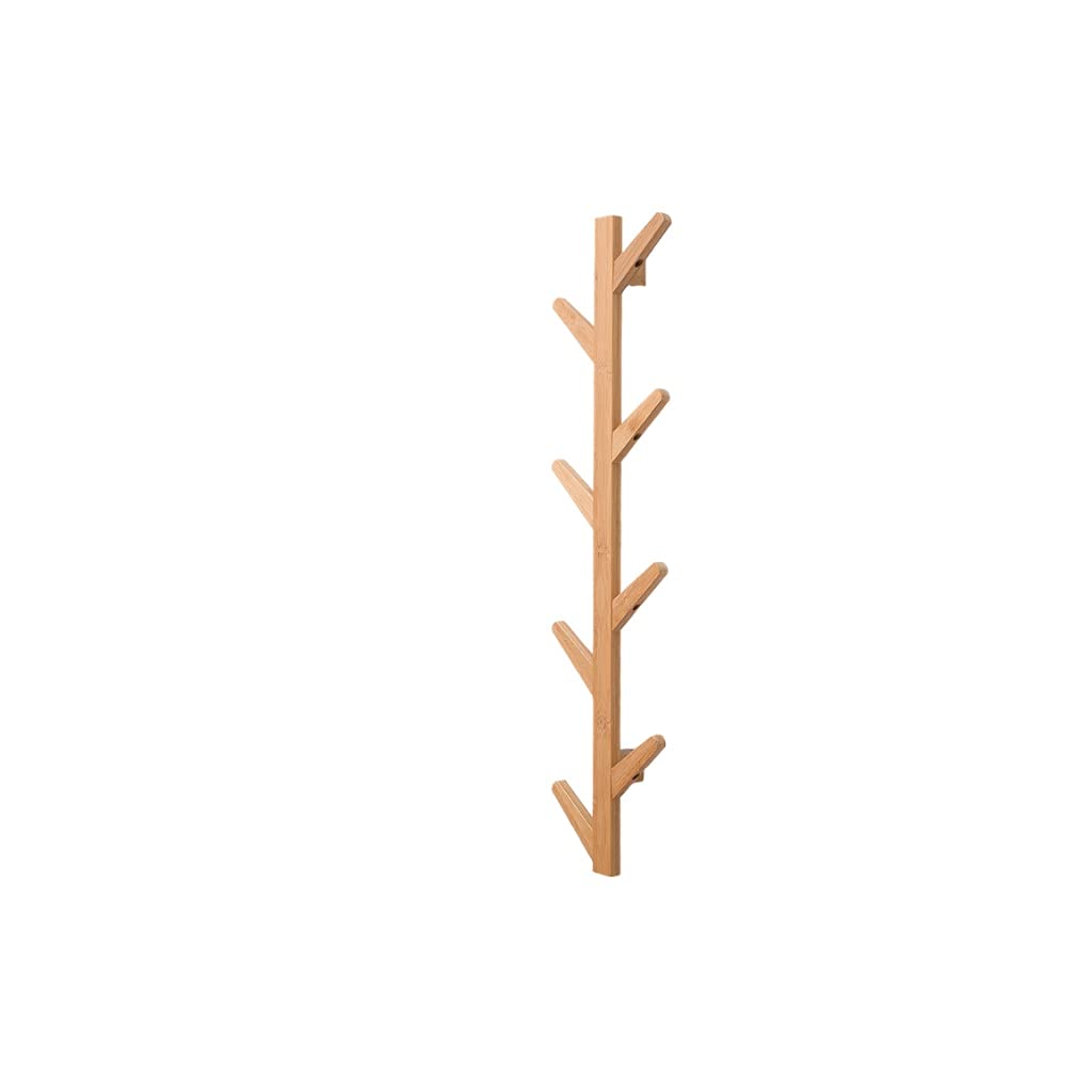 LICHUAN 8-Hook Wall Mounted Coat Rack - Natural Wood Entryway Hall Tree with Clothes Hooks - Space Saving Wall Hanger for Jackets, Hats & Bags - Perfect for Living Room, Bedroom, Kitchen & Home Organization (Easy Installation, Durable Design)