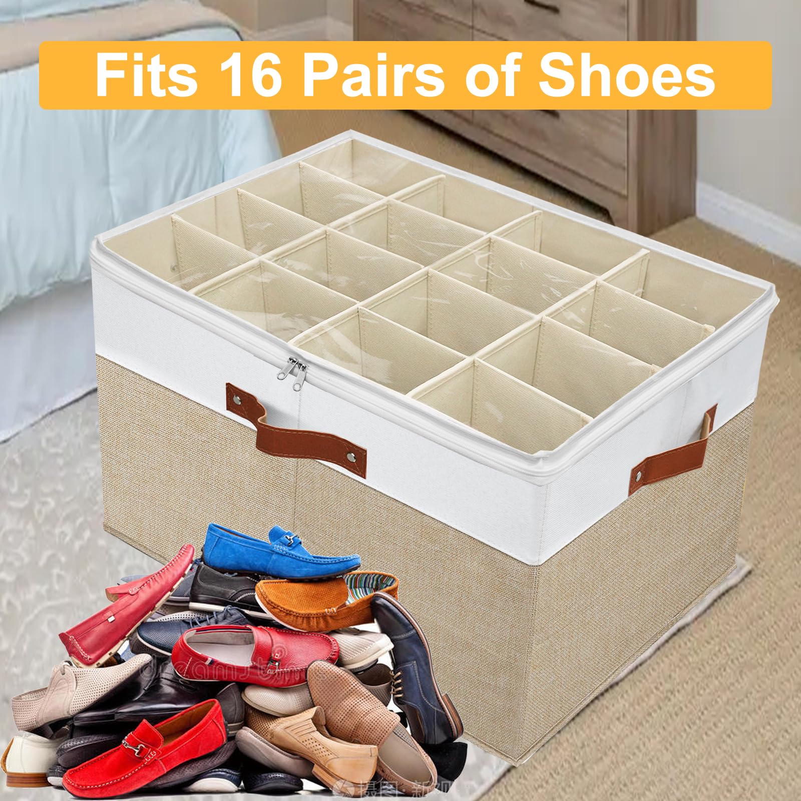 2-Pack Stackable Shoe Storage Organizer with Clear Cover - Foldable Shoe Box for Closet & Entryway, Cube Storage Cabinet, Shoe Rack Organizer (Brown) | Perfect for Small Spaces, Apartment Organization & Shoe Display