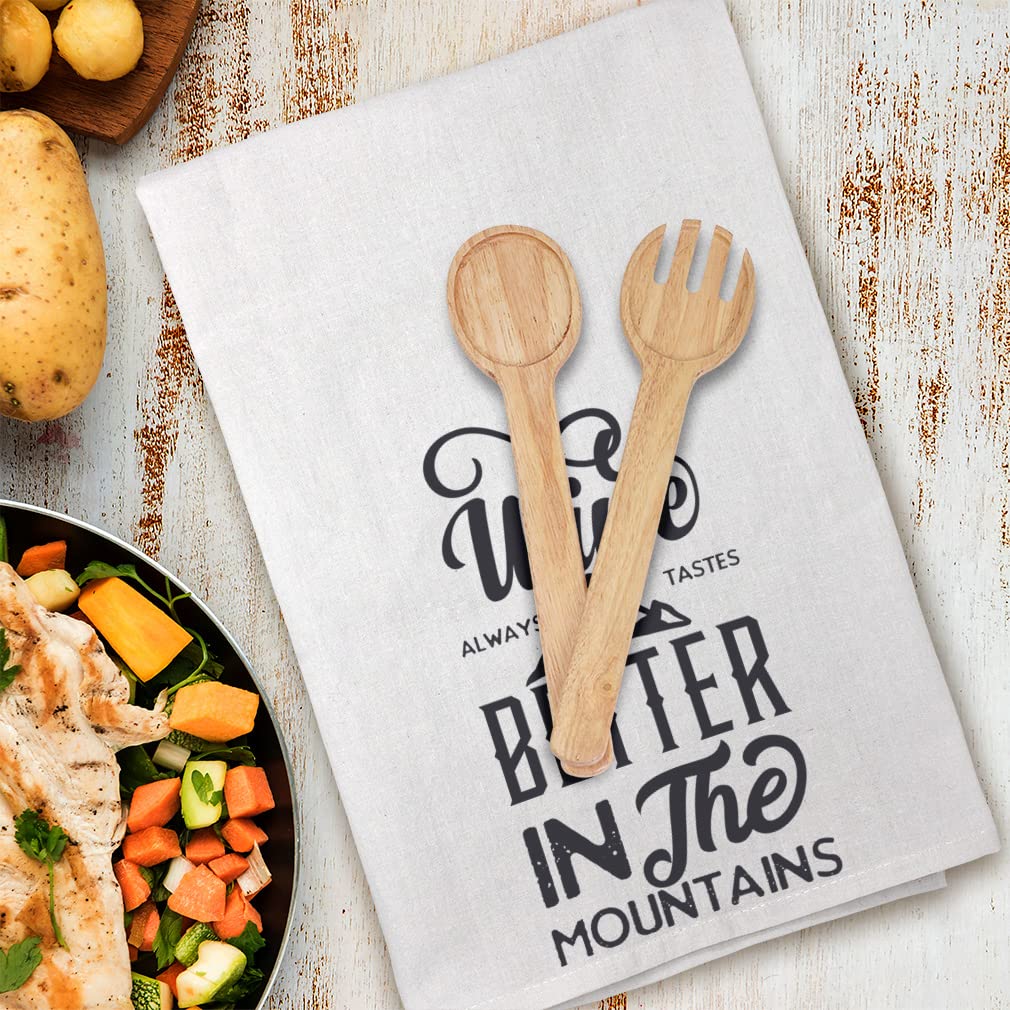 Mother's Day Kitchen Towels - Flour Sack Dish Towels for Camping & Wine Tasting | Mountain Themed Cleaning Supplies for Home & Outdoor Use