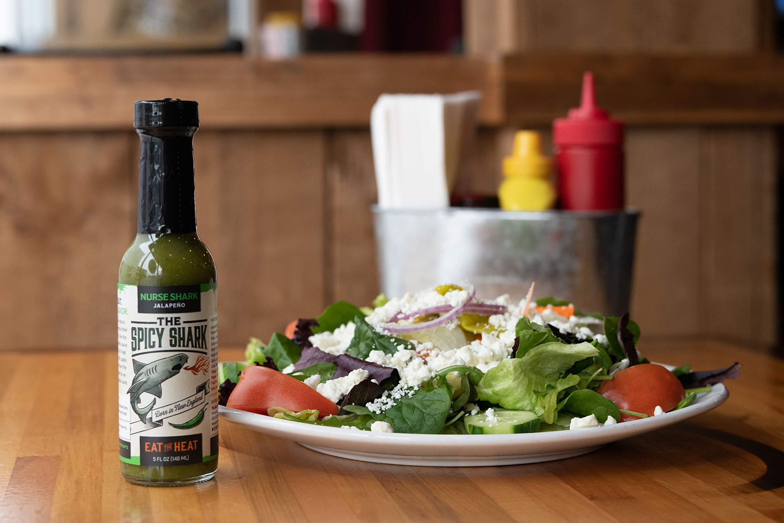 The Spicy Shark Nurse Shark Jalapeno Hot Sauce 5 fl oz - Hot & Spicy Pepper Sauce Featured on Hot Ones - Perfect for Wings, Tacos, Burgers & Spicy Food Lovers