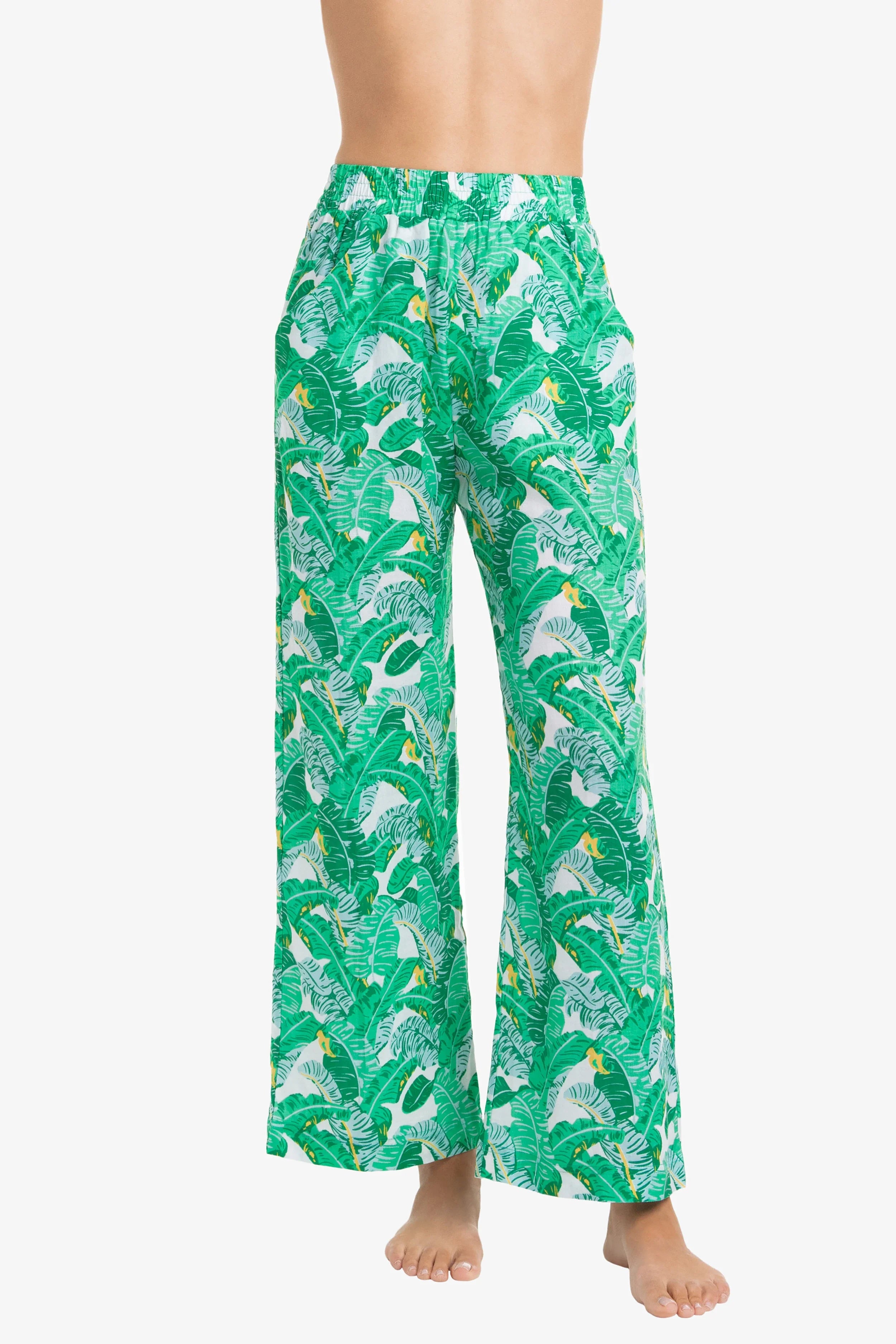 Lauren Pants for Women - Stylish Banana Leaf Print High Waisted Trousers | Perfect for Casual Wear, Office Outfits & Summer Vacations