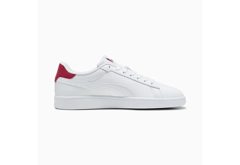 PUMA Men's Smash 3.0 Sneakers - White/Red Athletic Shoes for Running, Training & Casual Wear | Lightweight Comfortable Gym Shoes for Men