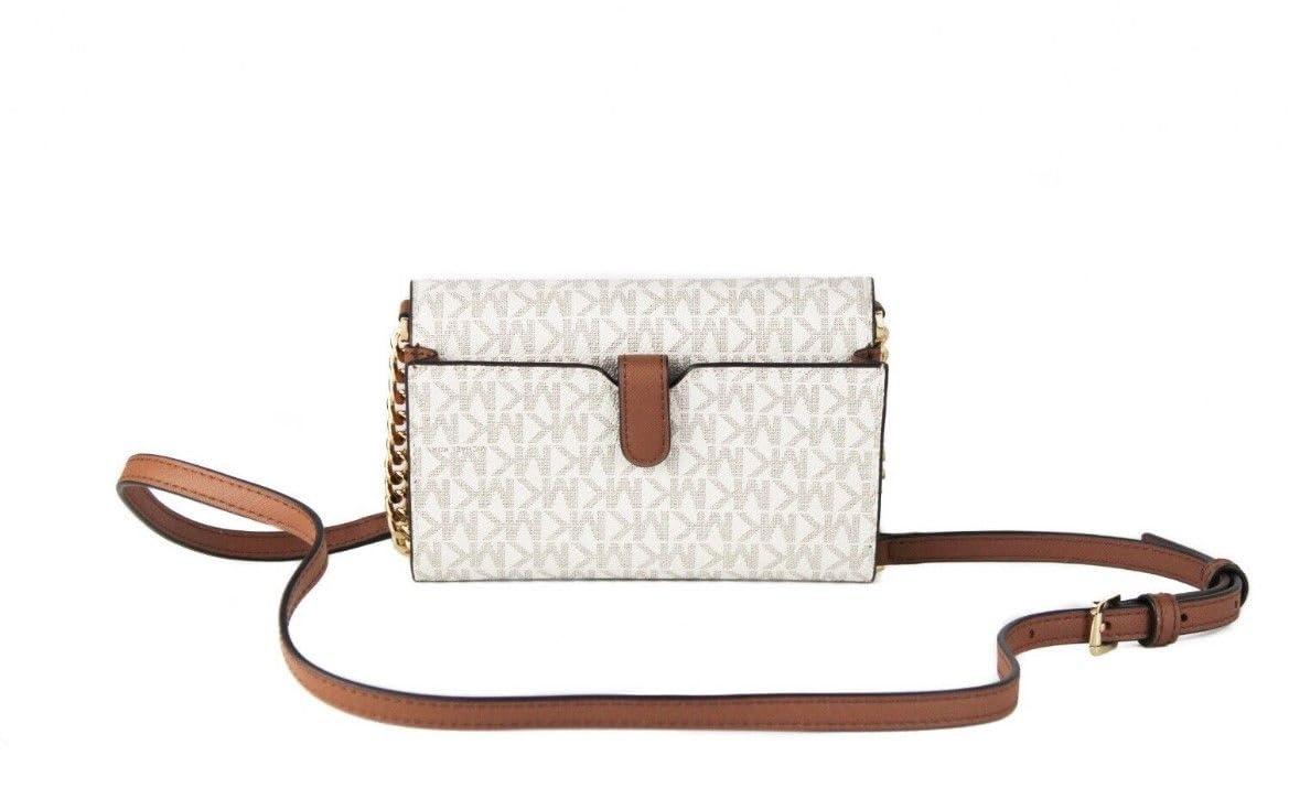 Michael Kors Women's Jet Set Travel Medium Crossbody Bag with Wallet - Multifunctional Phone Xbody Purse in Vanilla | Perfect for Everyday Use, Travel & Shopping