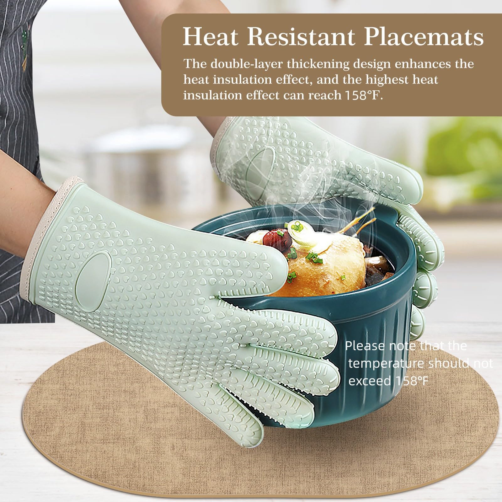 **ANUNU Set of 6 Double-Sided Faux Leather Placemats – Heat Resistant, Waterproof, Non-Slip Oval Dining Table Mats for Kitchen & Home Decor (Camel) – Perfect for Everyday Meals, Dinner Parties & Holiday Gatherings**