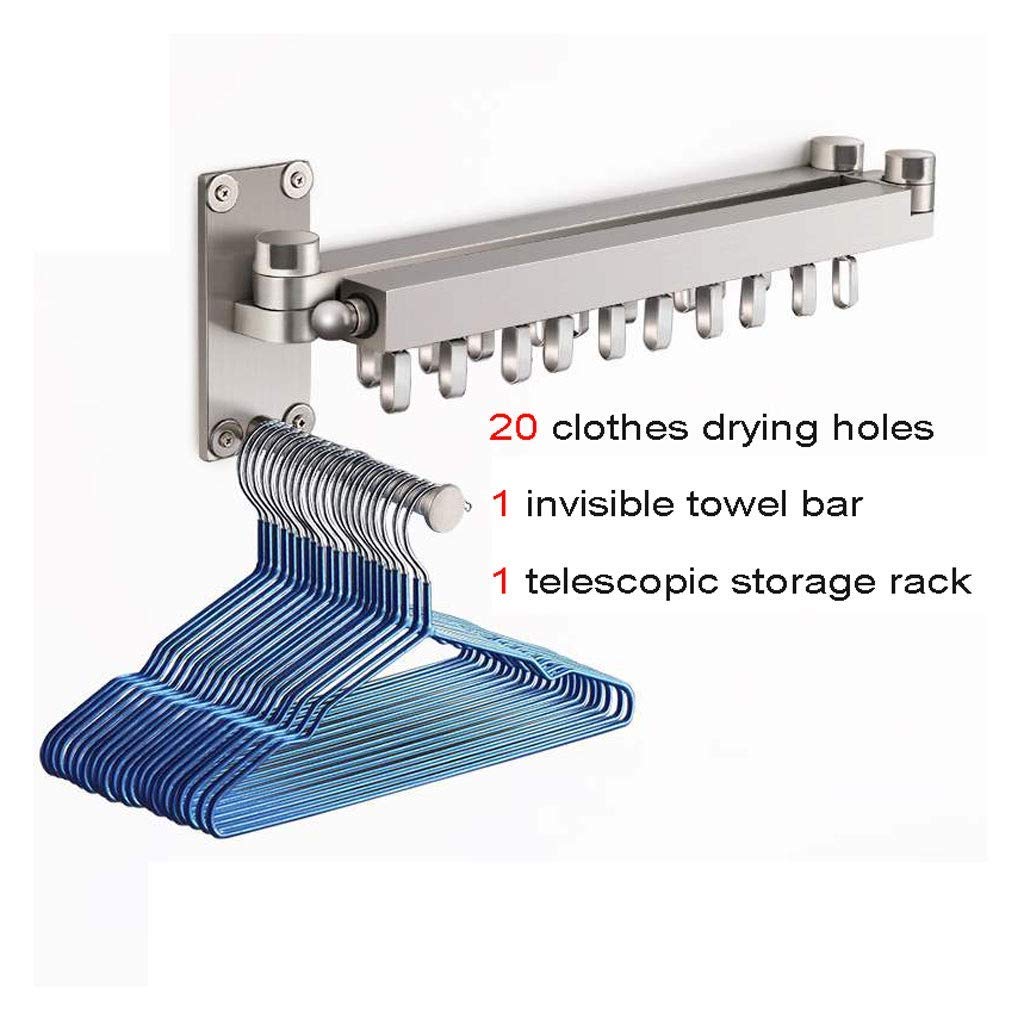 Stainless Steel Wall Mounted Folding Clothes Dryer Rack - Extendable Space Saving Laundry Airer for Bathroom, Towel & Rag Hanger - Perfect for Small Apartments, Dorms & RVs